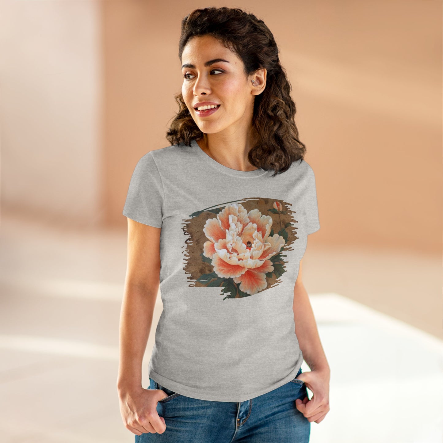 Peony - Flower - Women's Midweight Cotton Tee