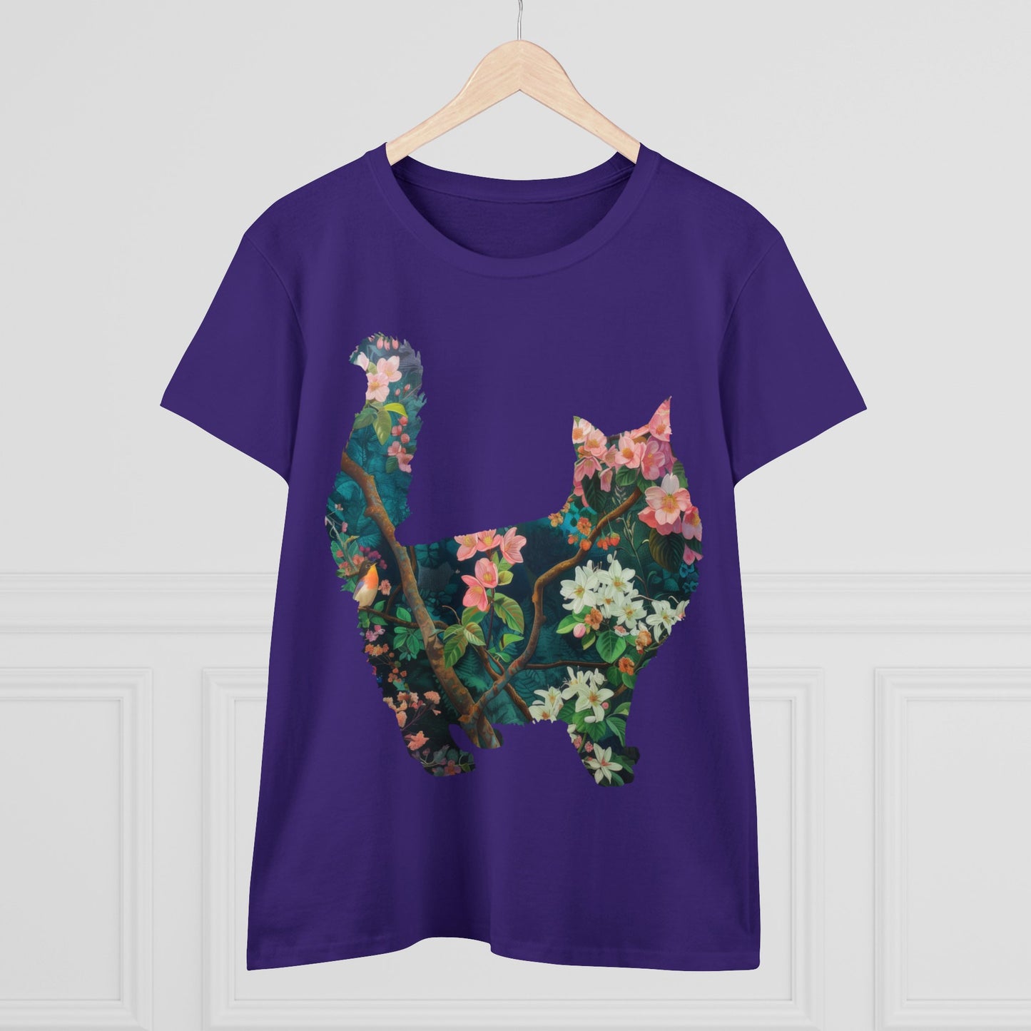 Flowery Cat - Women's Midweight Cotton Tee