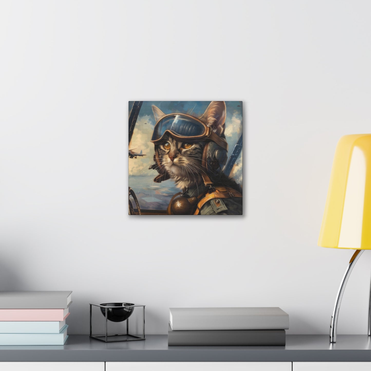 Cat Fighter Pilot - Canvas Stretched, 0.75"