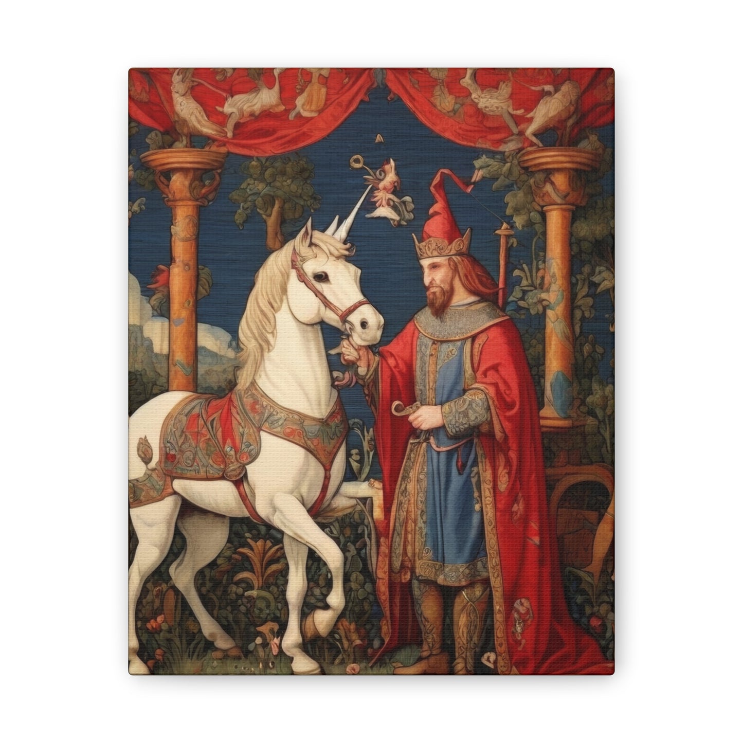 Mage and the Unicorn Tapestry - Canvas Stretched, 0.75"