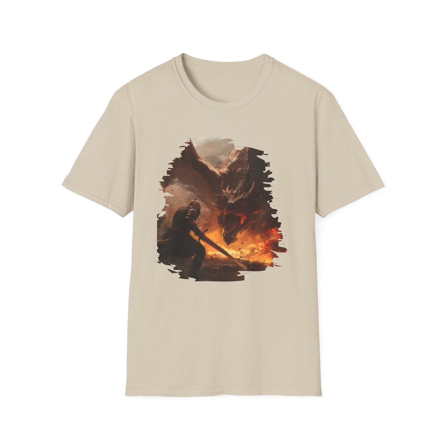 Fighter and Dragon - Unisex Softstyle T-Shirt