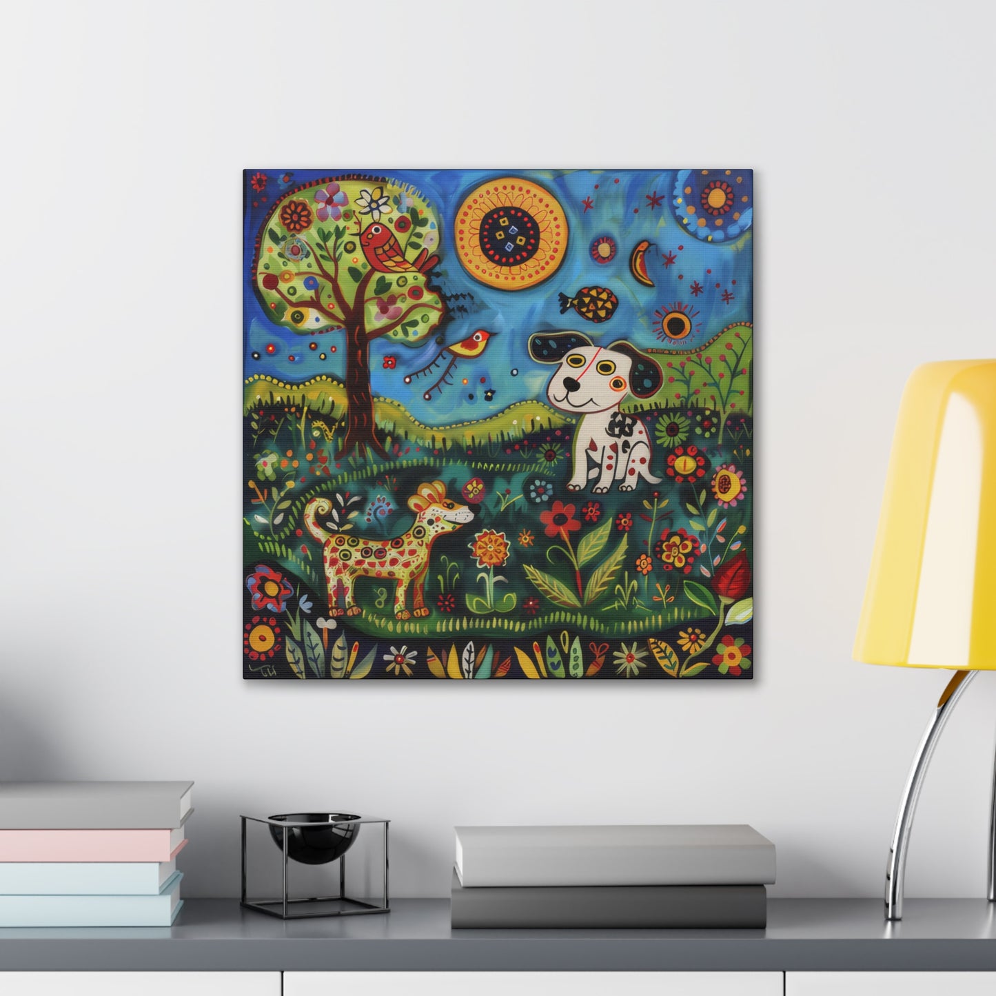 Spring Dogs - Canvas Stretched, 0.75"