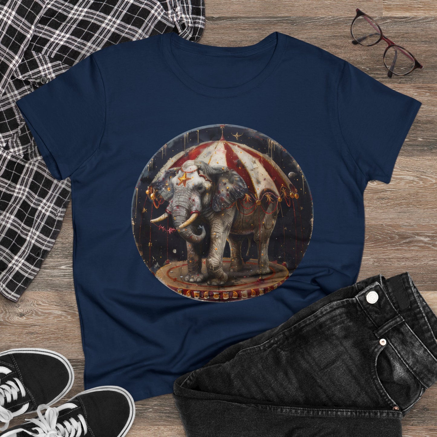 Circus Elephant - Women's Midweight Cotton Tee