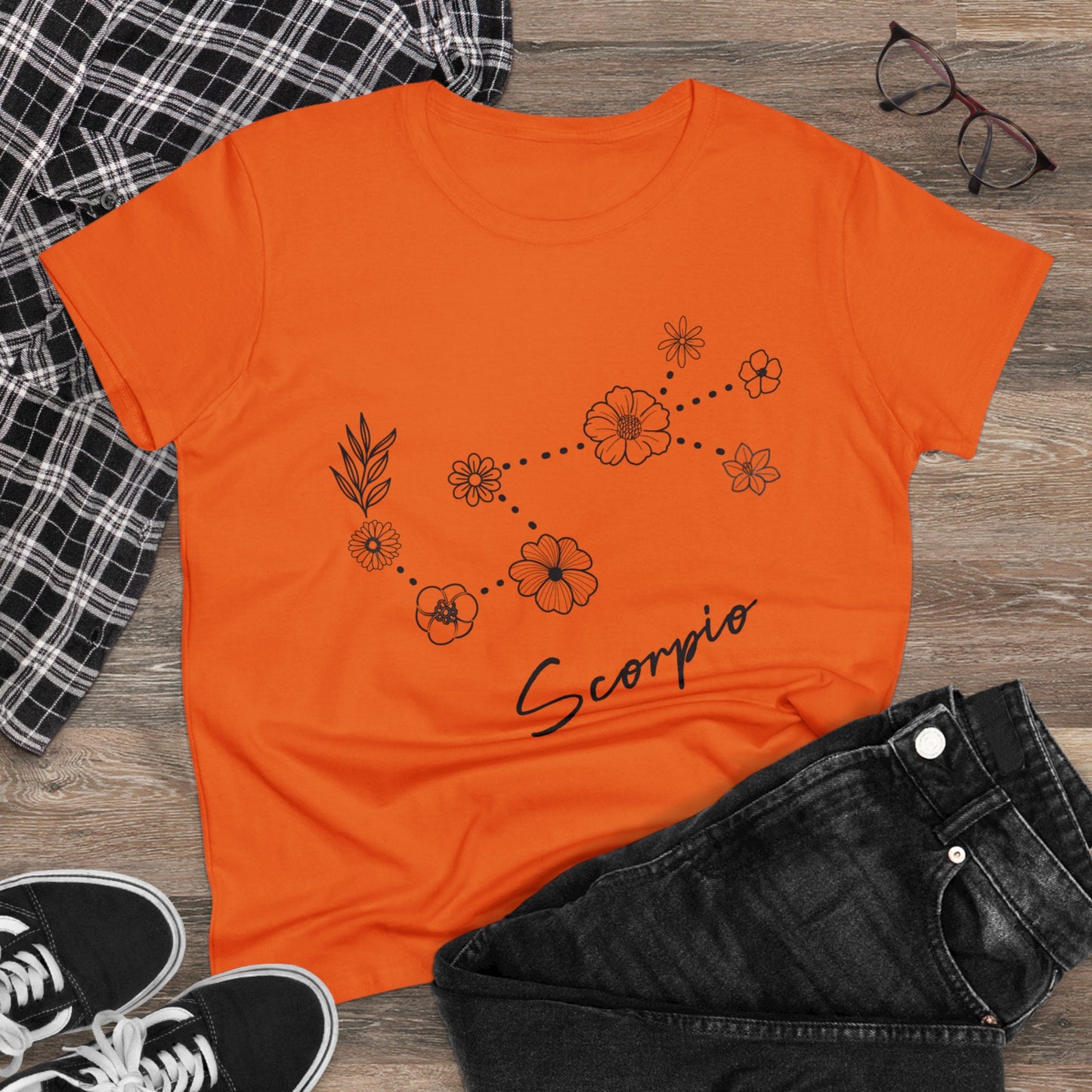 Flower Constellation - Scorpio - Astrology - Women's Midweight Cotton Tee