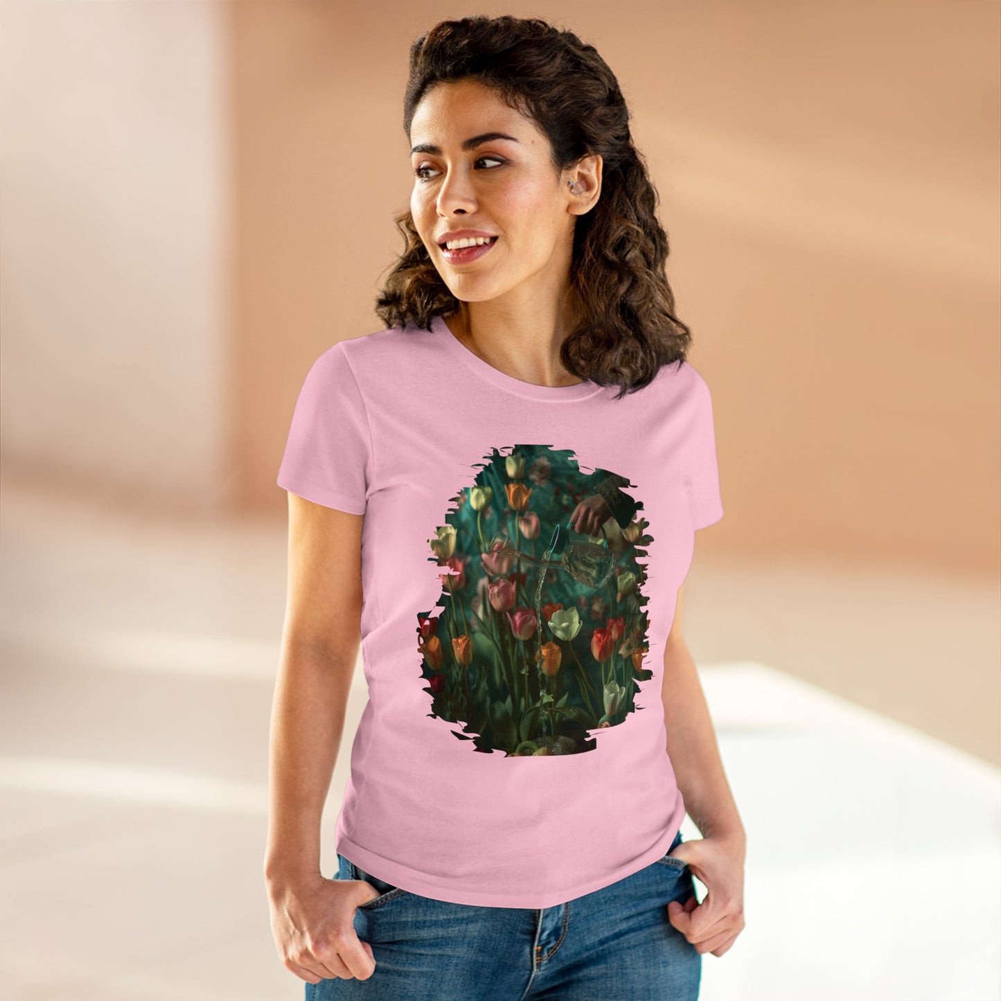 Watering Tulips - Women's Midweight Cotton Tee