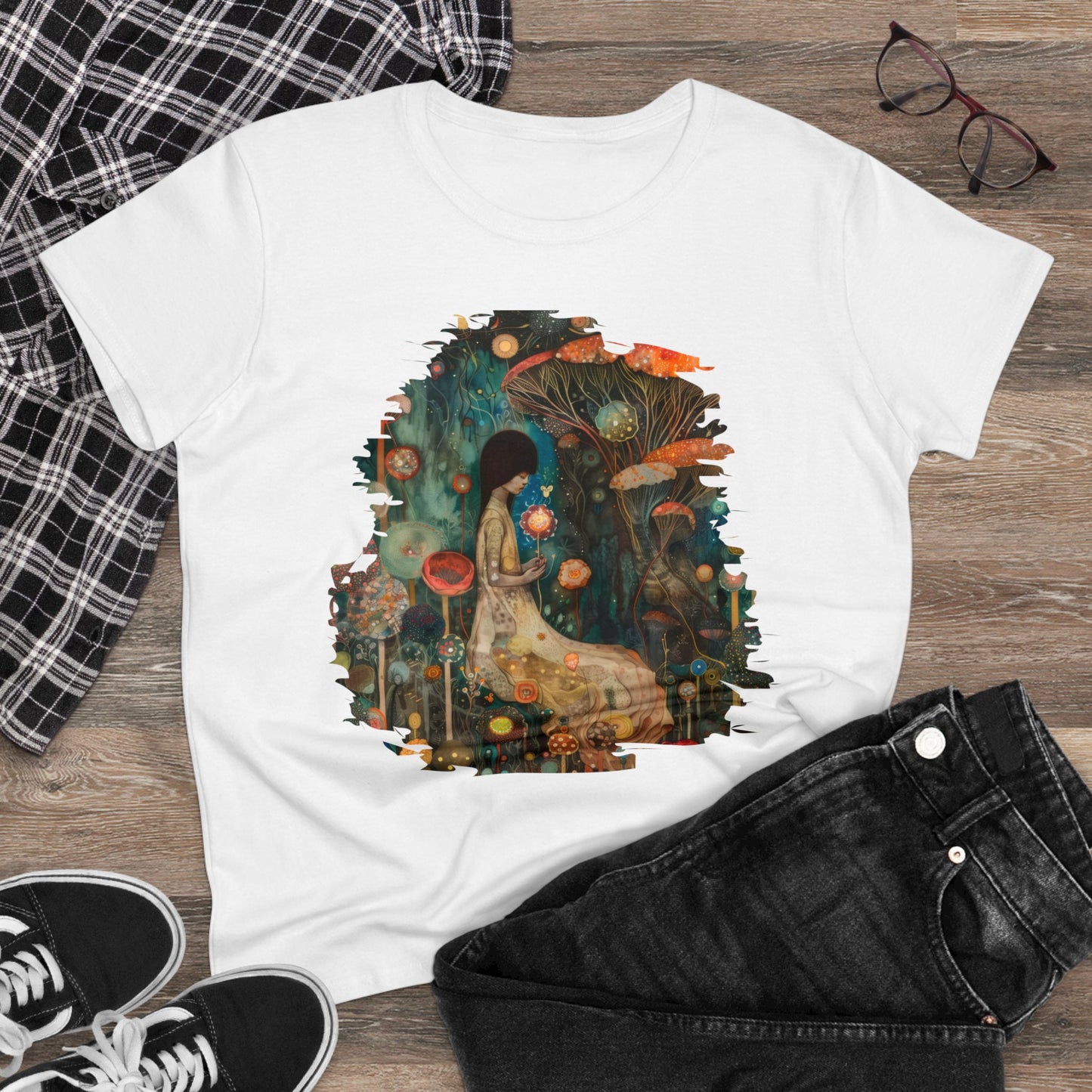 Mushroom Girl - Women's Midweight Cotton Tee