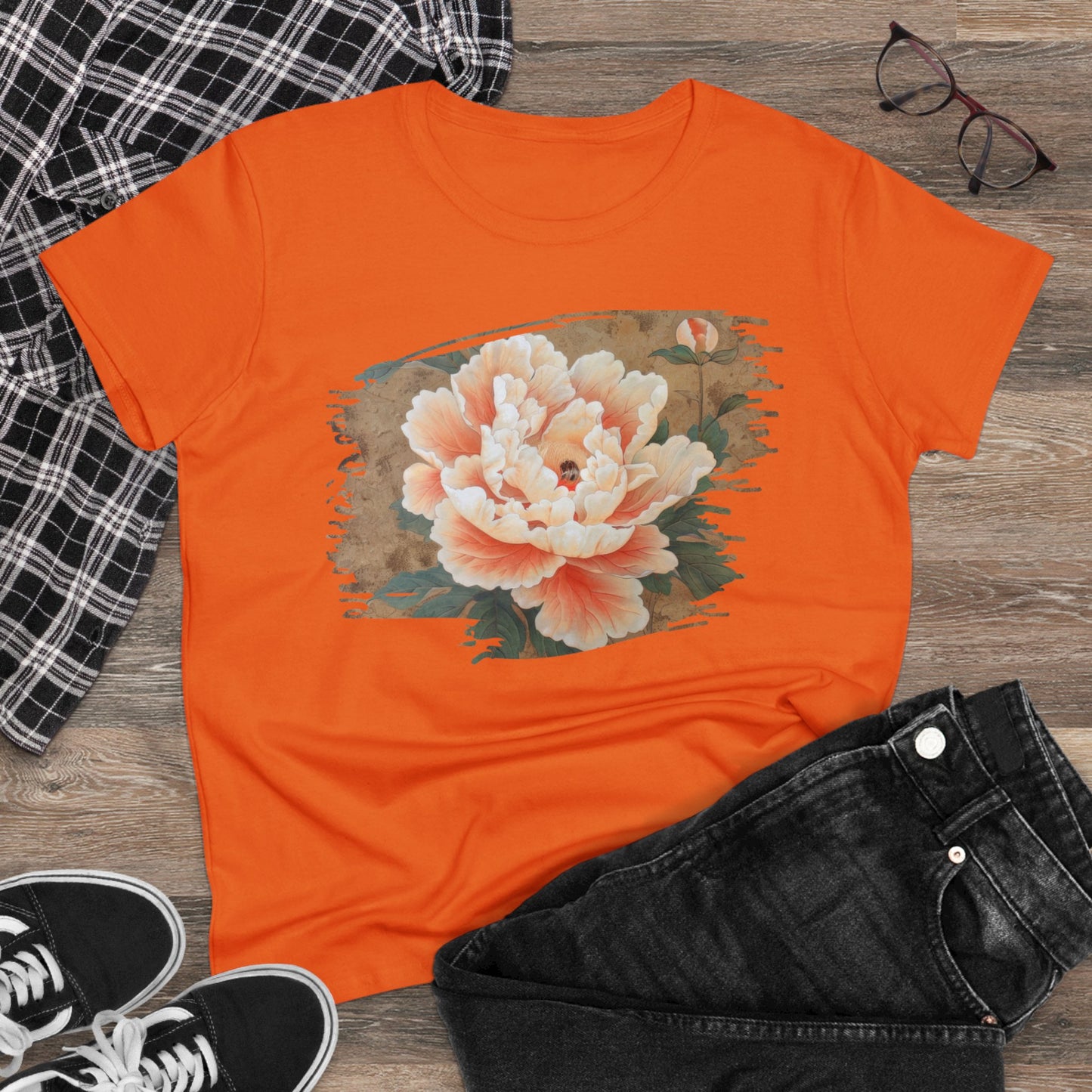 Peony - Flower - Women's Midweight Cotton Tee