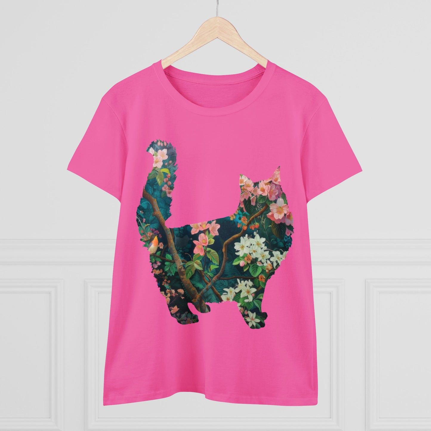 Flowery Cat - Women's Midweight Cotton Tee