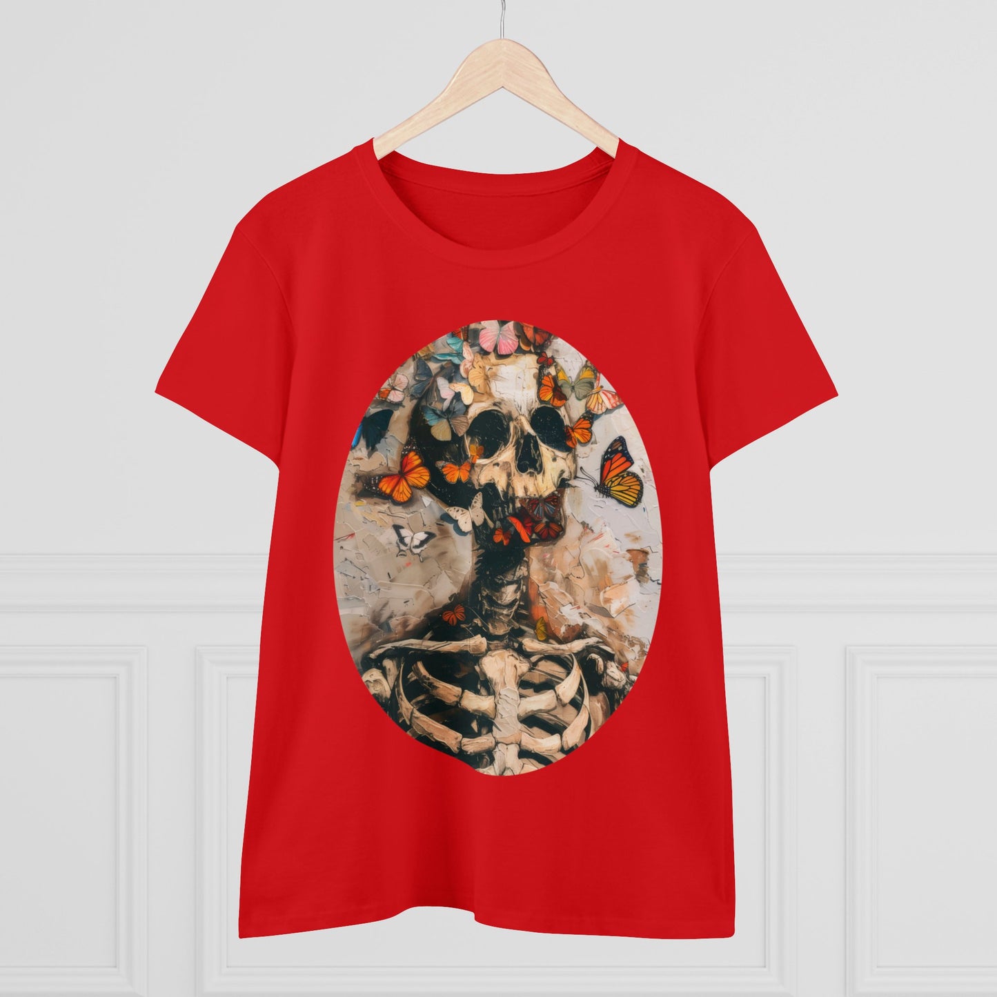 Skeleton and Butterflies - Women's Midweight Cotton Tee