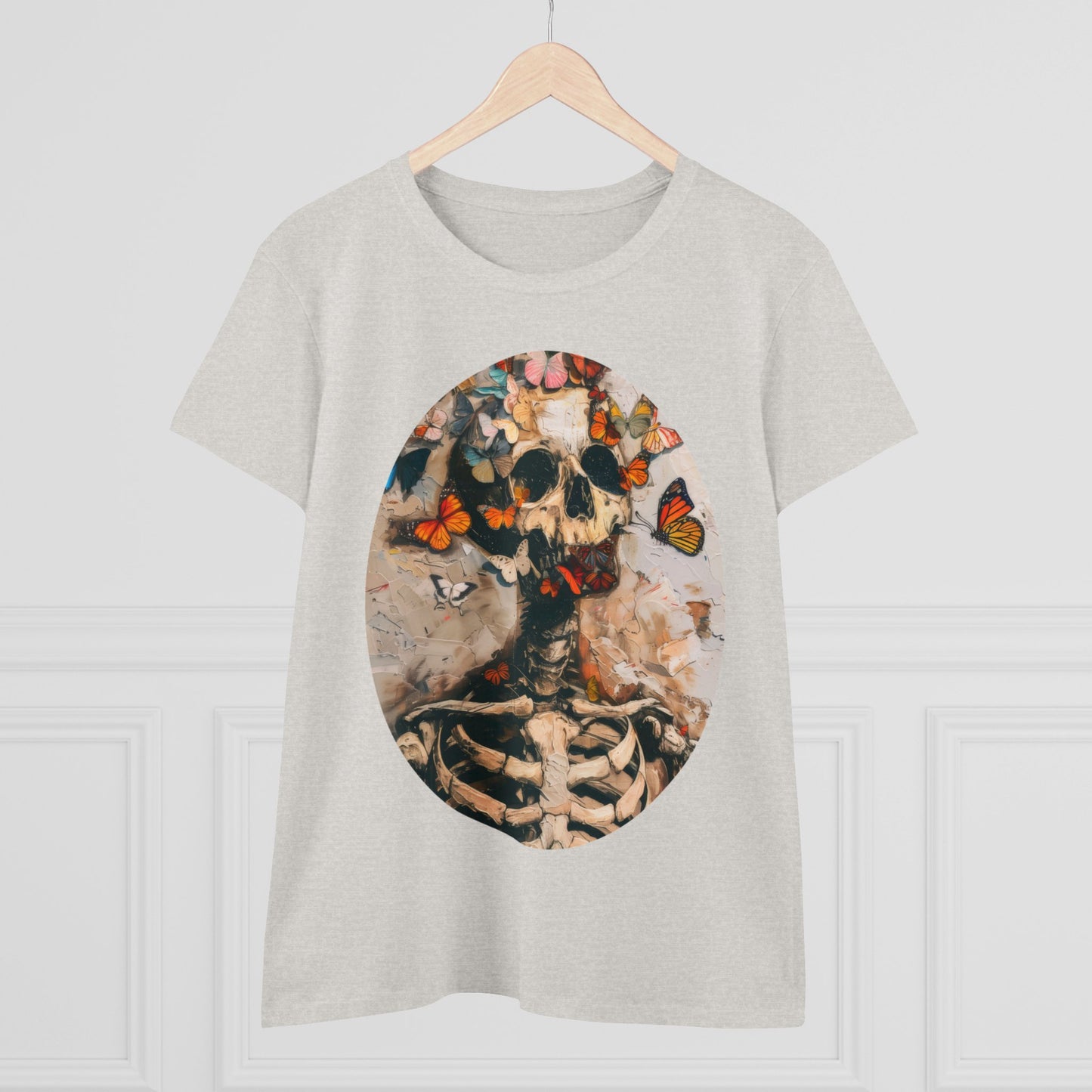 Skeleton and Butterflies - Women's Midweight Cotton Tee