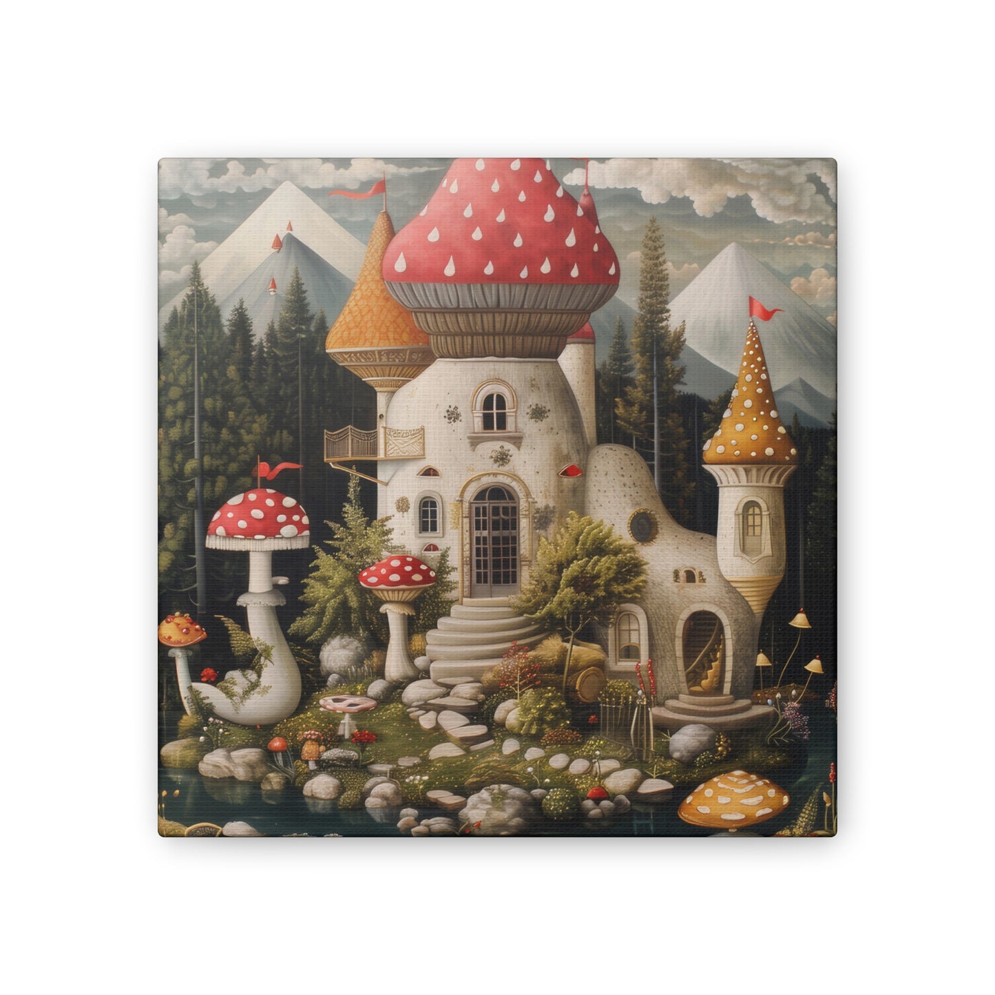 Mushroom House - Canvas Stretched, 0.75"