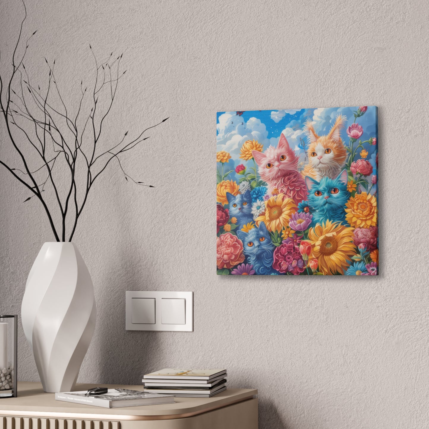 Cats and Flowers - Canvas Stretched, 0.75"