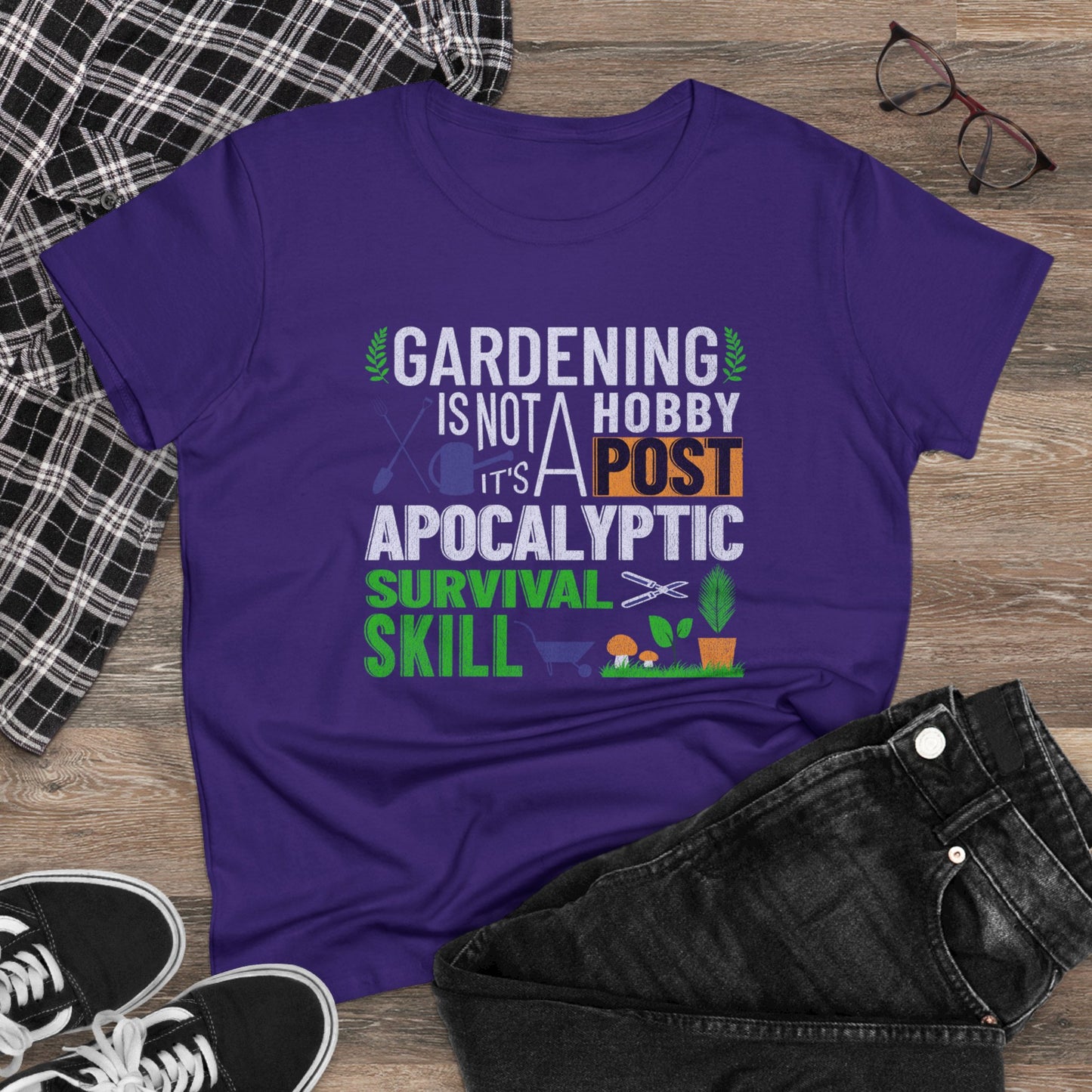 Gardening Is a Survival Skill - Gardening - Women's Midweight Cotton Tee