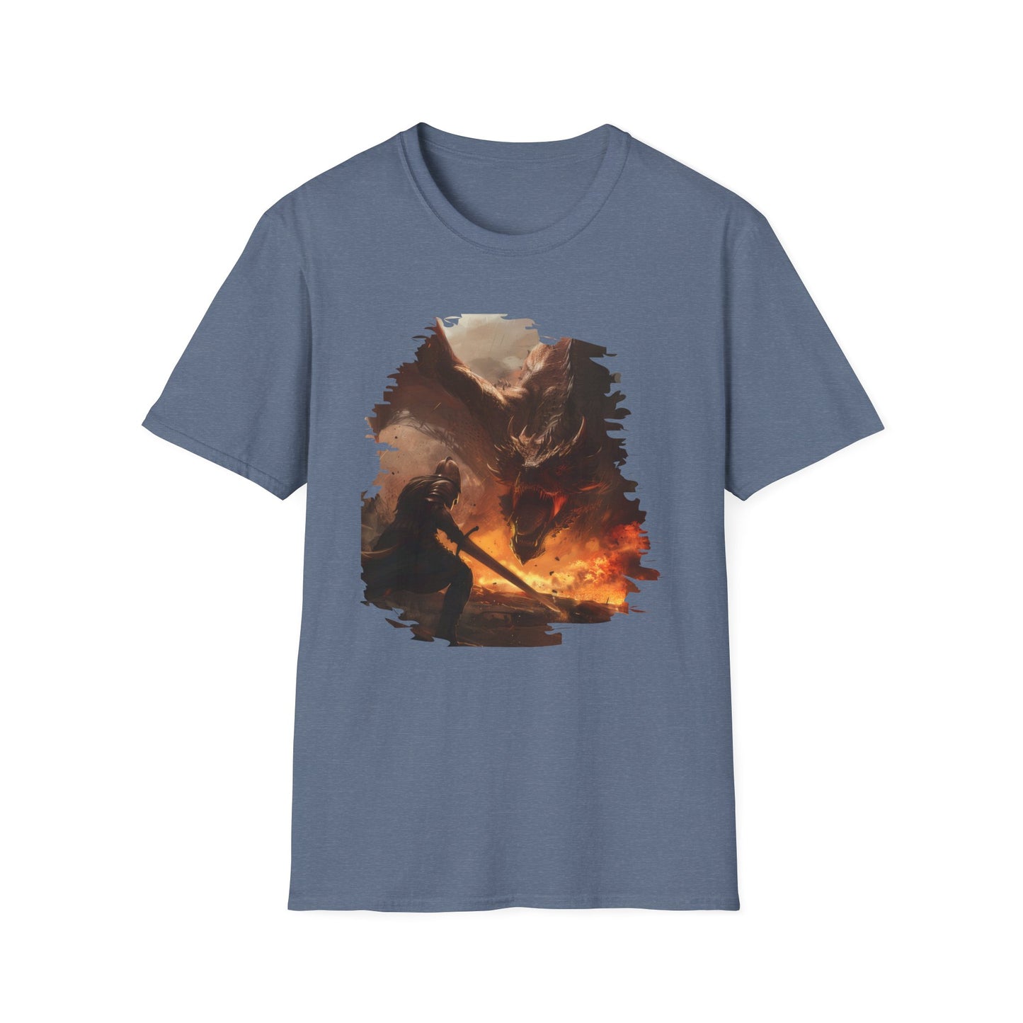 Fighter and Dragon - Unisex Softstyle T-Shirt