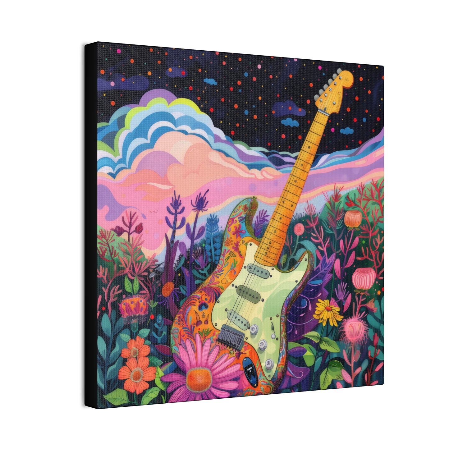 Retro Guitar Poster - Canvas Stretched, 0.75"