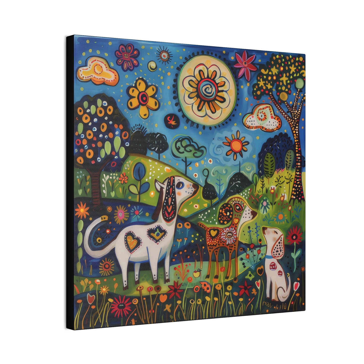 Spring Dogs - Canvas Stretched, 0.75"