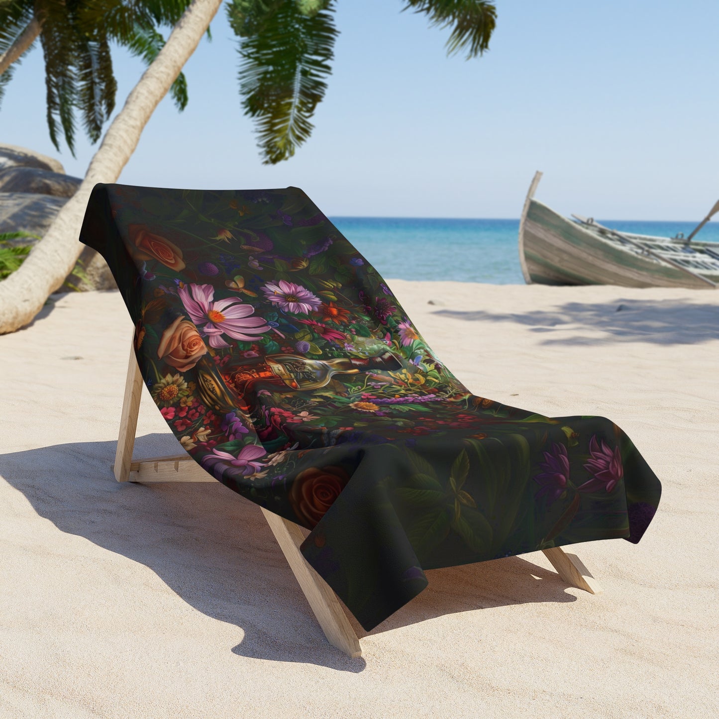 Whiskey & Flowers - Beach Towel