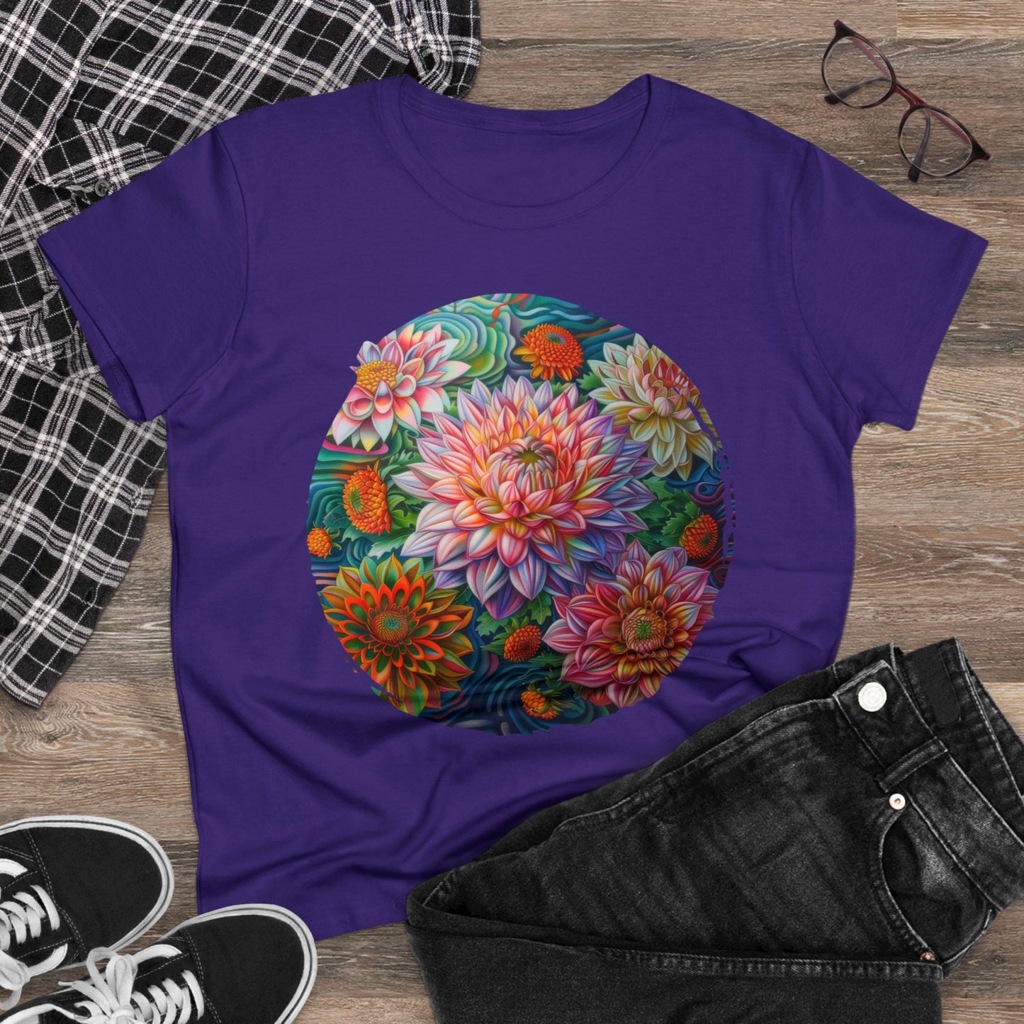 Pastel Flowers - Women's Midweight Cotton Tee