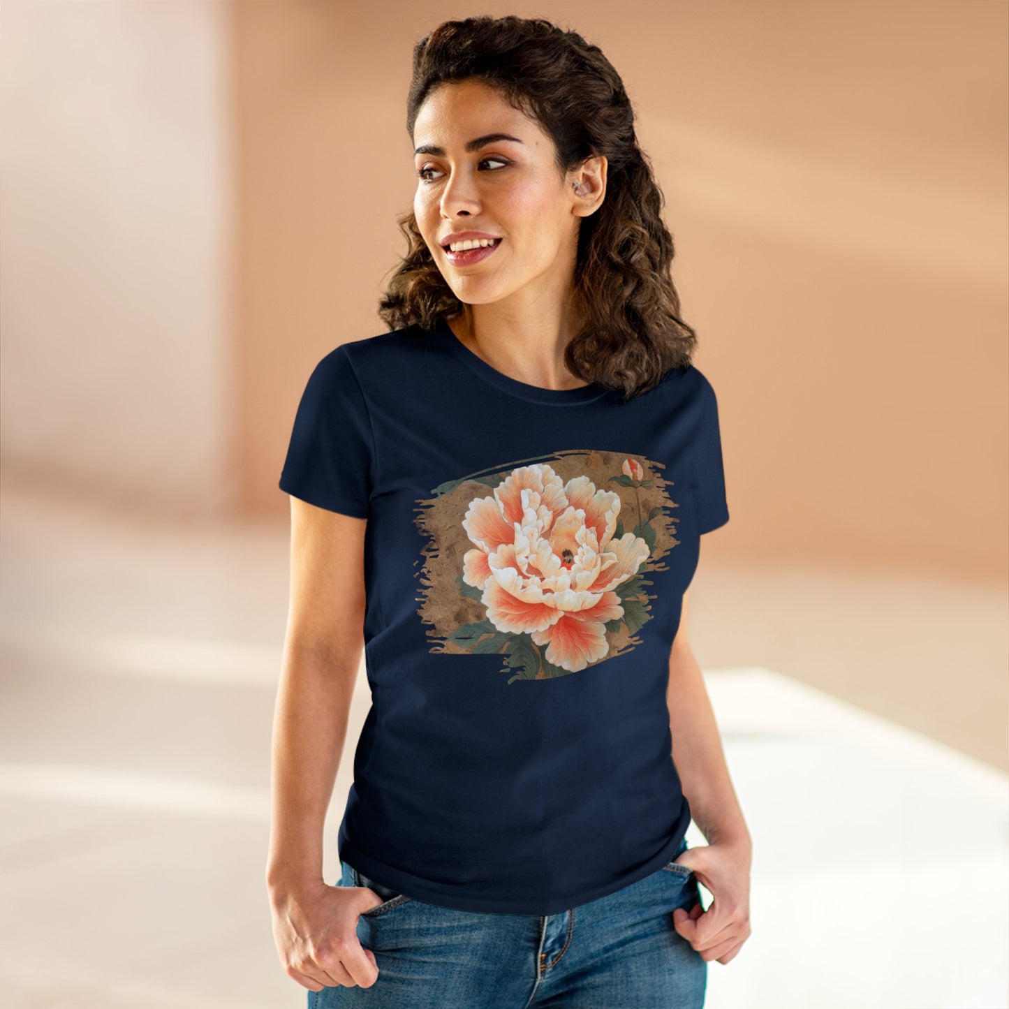 Peony - Flower - Women's Midweight Cotton Tee