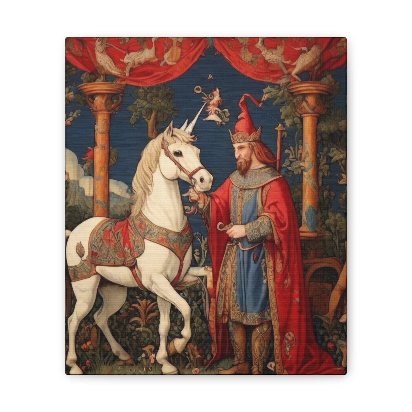 Mage and the Unicorn Tapestry - Canvas Stretched, 0.75"