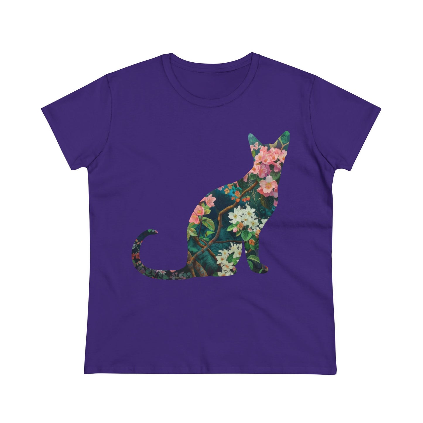 Flowery Cat - Women's Midweight Cotton Tee