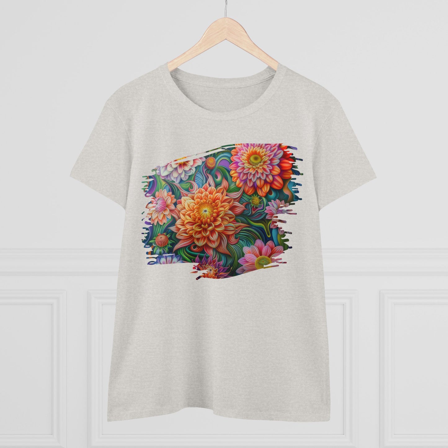 Pastel Flowers - Women's Midweight Cotton Tee