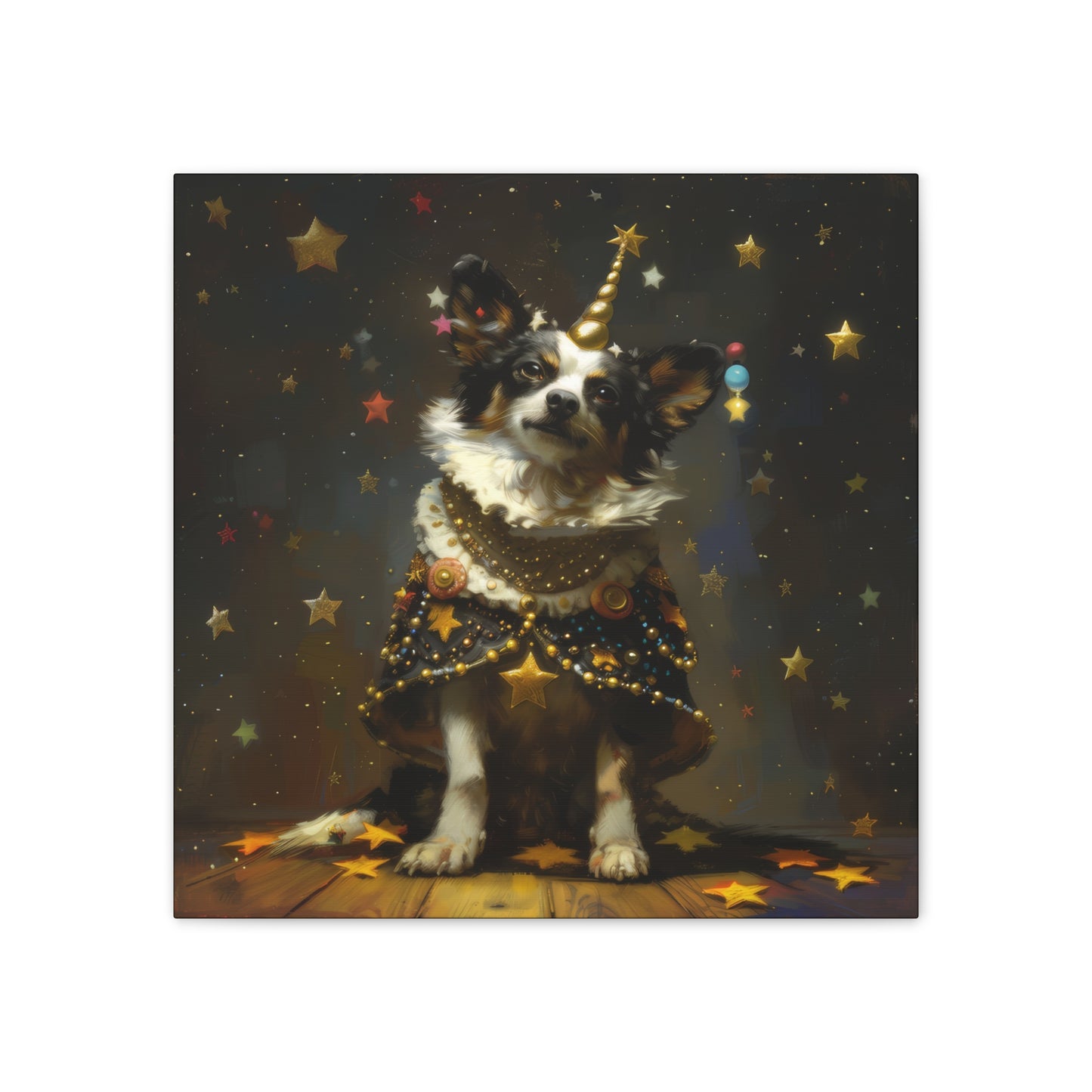 Star Dog Celebration - Canvas Stretched, 0.75"