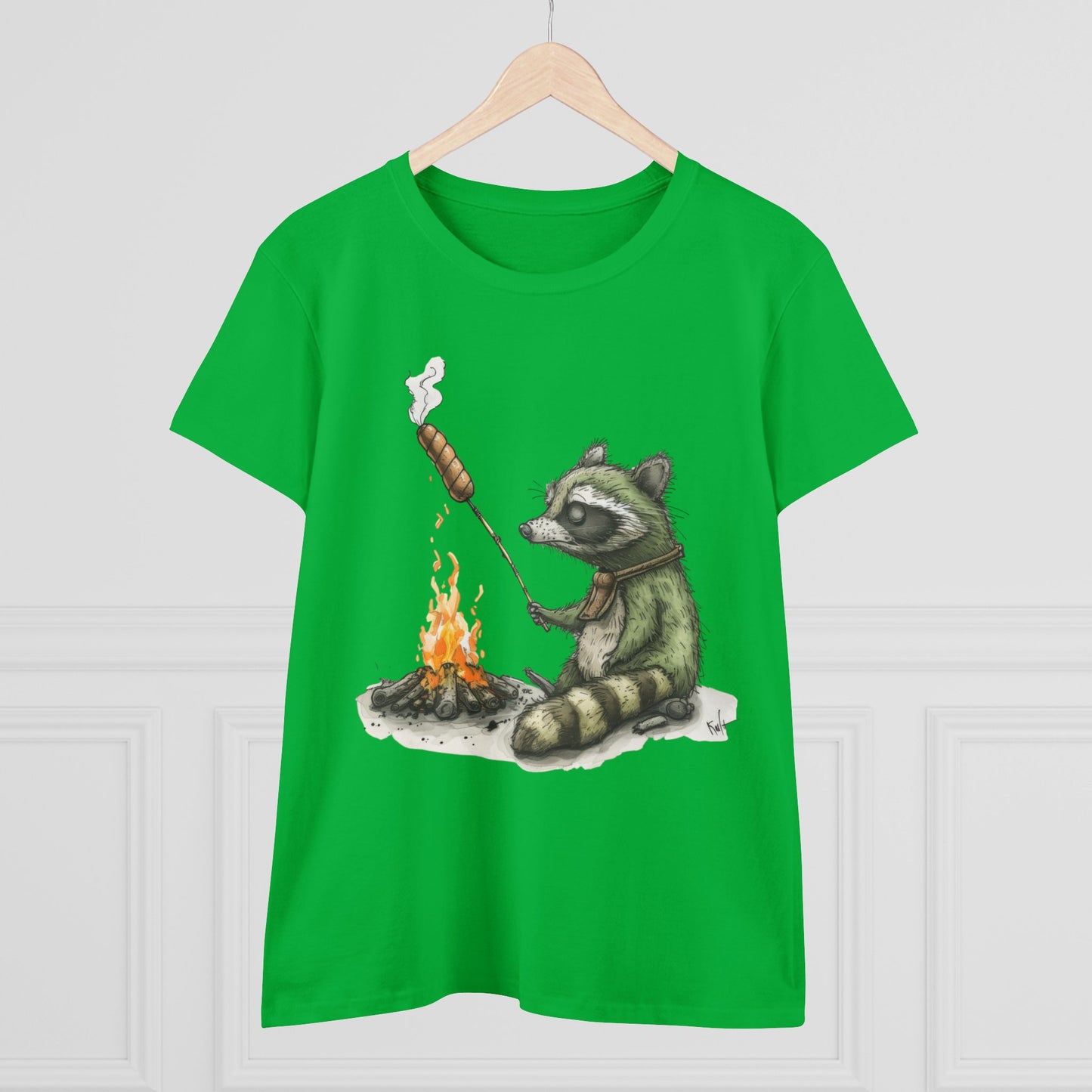 Raccoon Campfire - Women's Midweight Cotton Tee