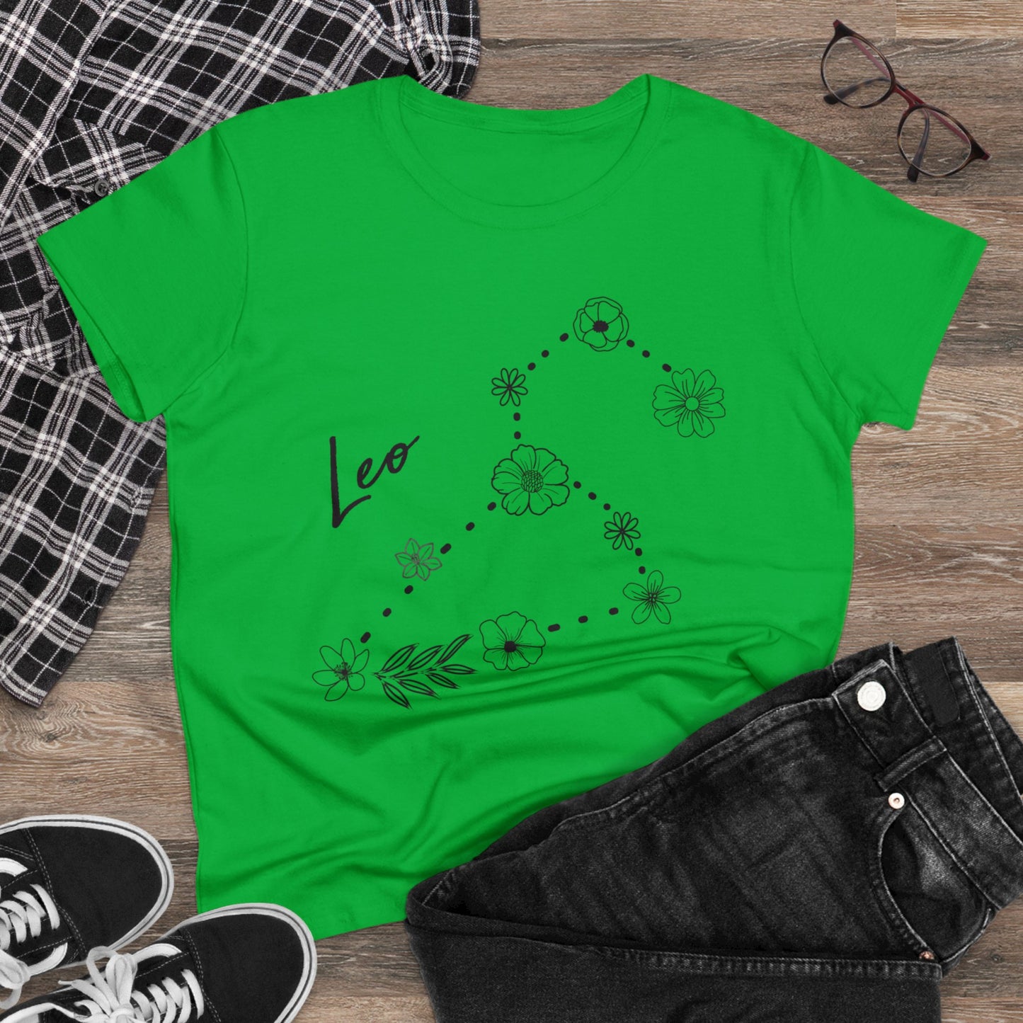 Flower Constellation - Leo - Astrology - Women's Midweight Cotton Tee