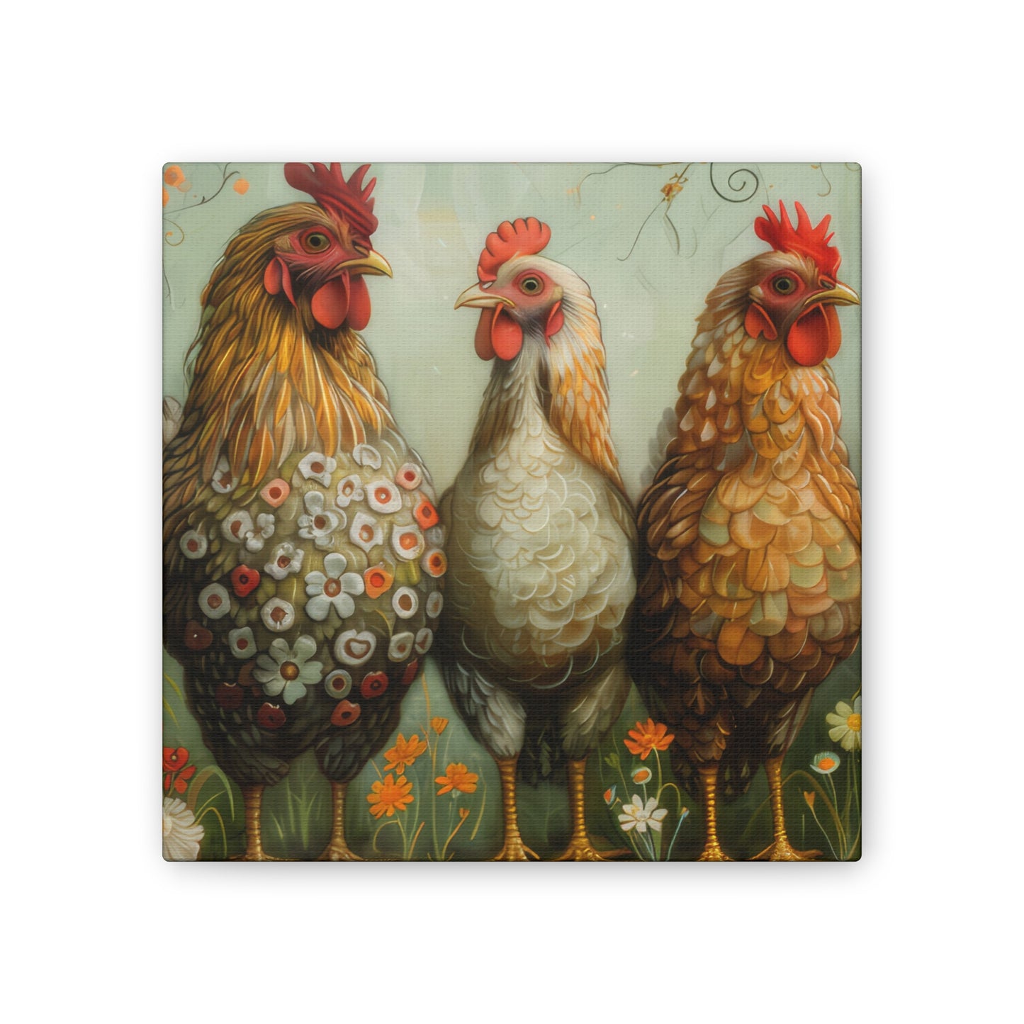 Chickens - Canvas Stretched, 0.75" - Canvas Stretched, 0.75"