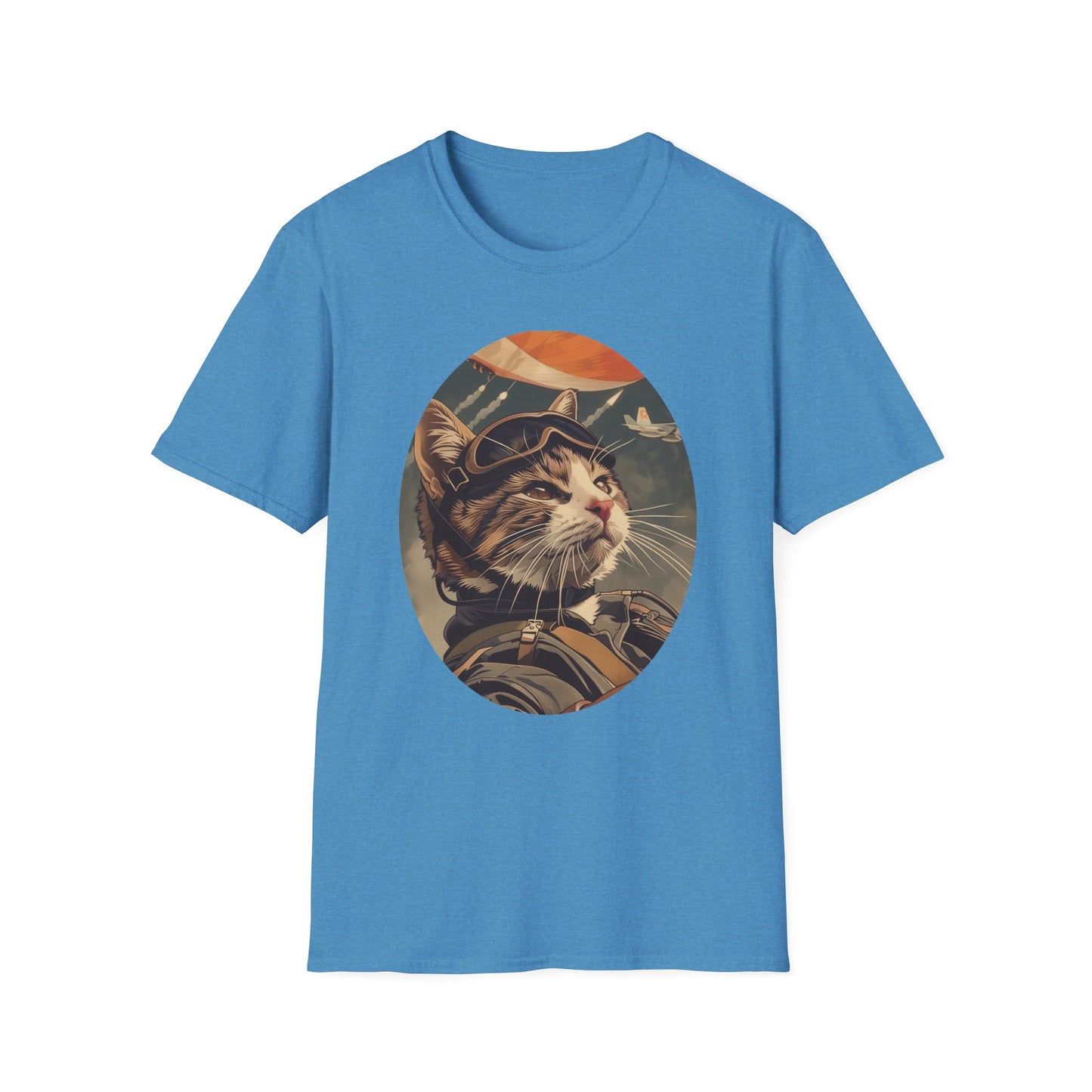 Cat Fighter Pilot - Unisex Softstyle T-Shirt