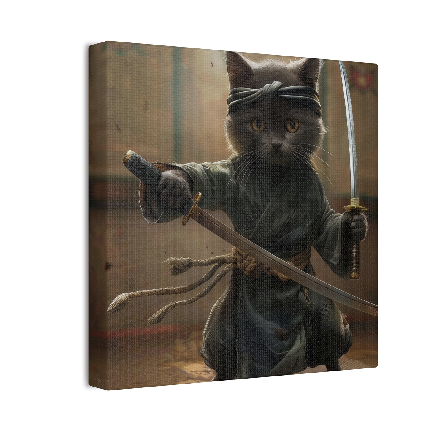 Ninja Kitty - Canvas Stretched, 0.75"