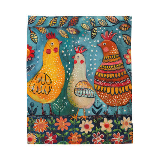 Chickens - Velveteen Plush Blanket