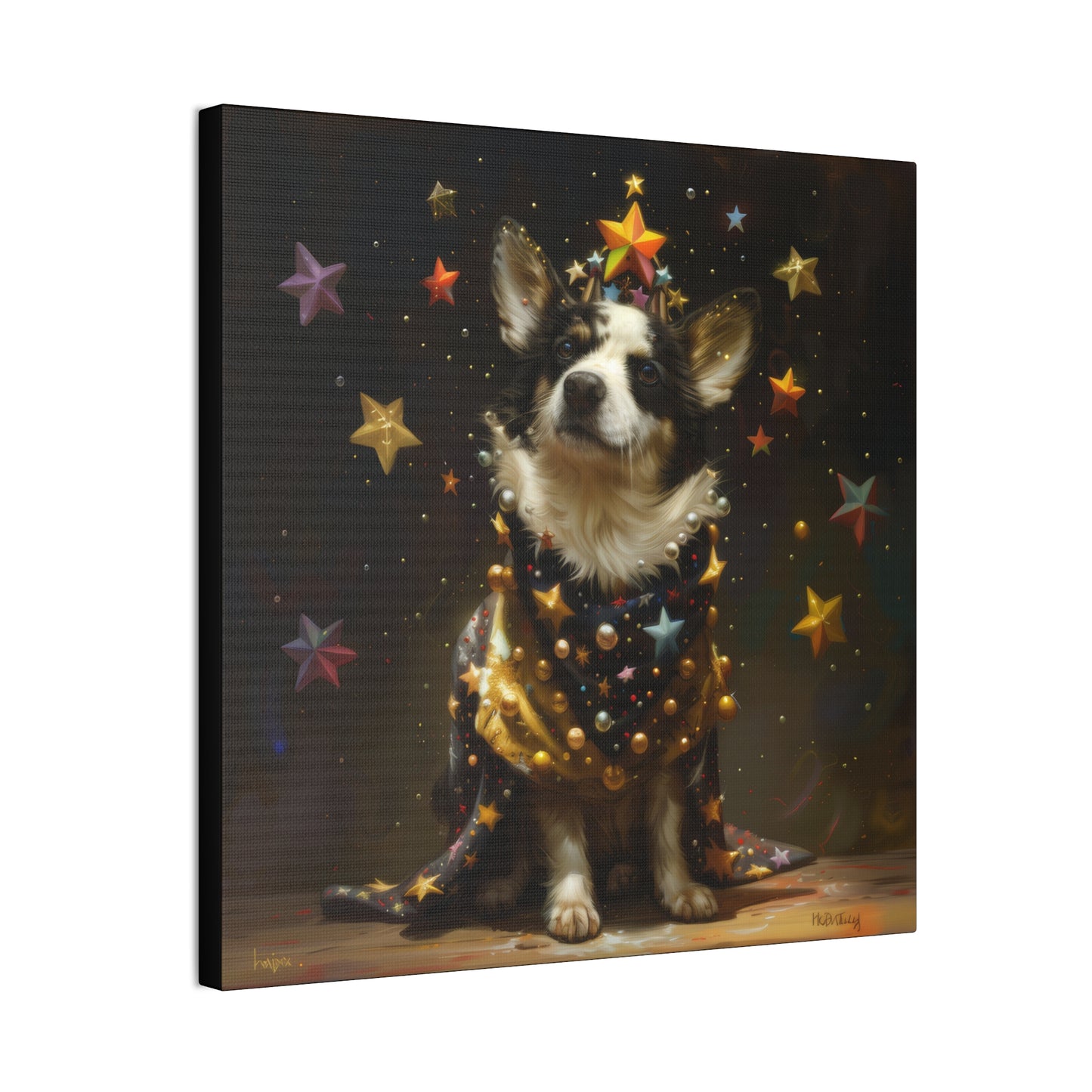 Star Dog Celebration - Canvas Stretched, 0.75"