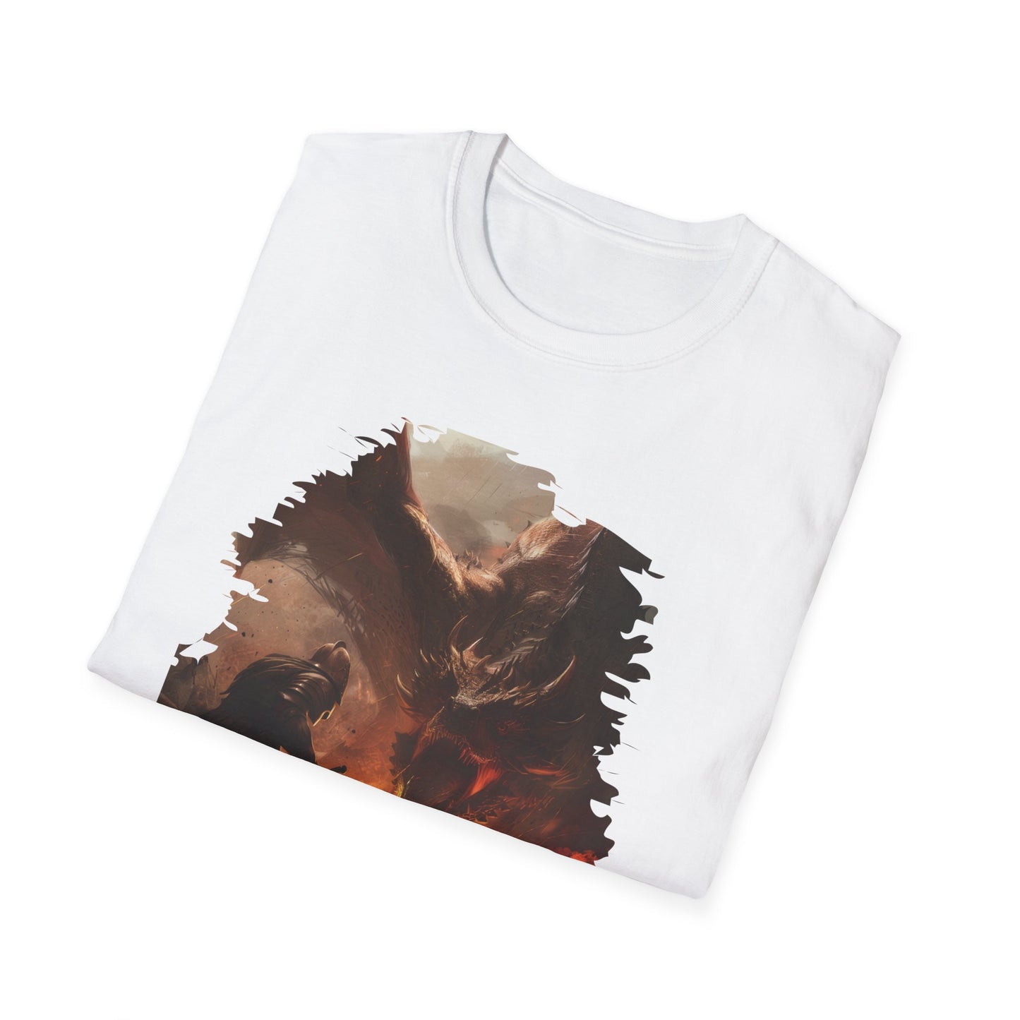 Fighter and Dragon - Unisex Softstyle T-Shirt