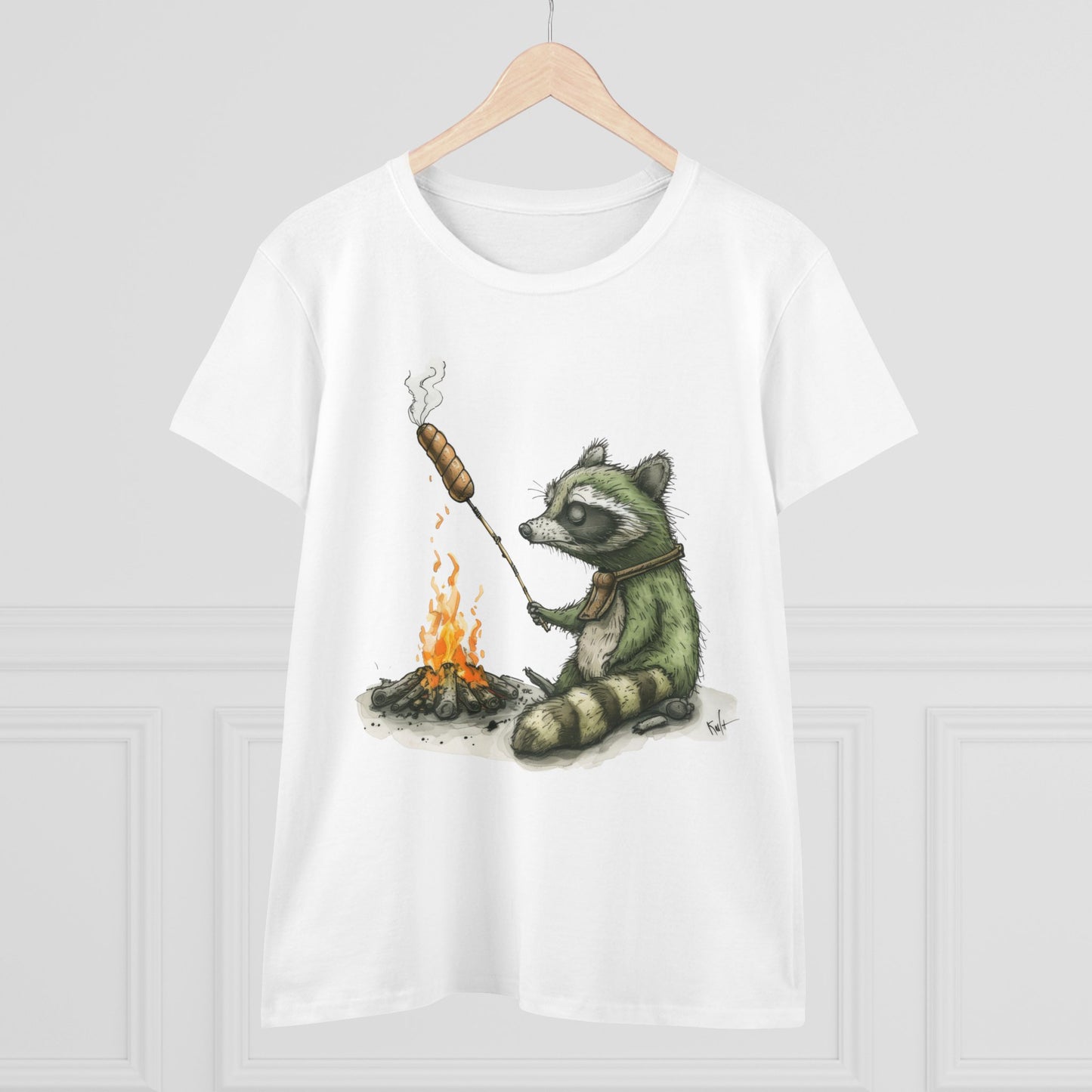 Raccoon Campfire - Women's Midweight Cotton Tee