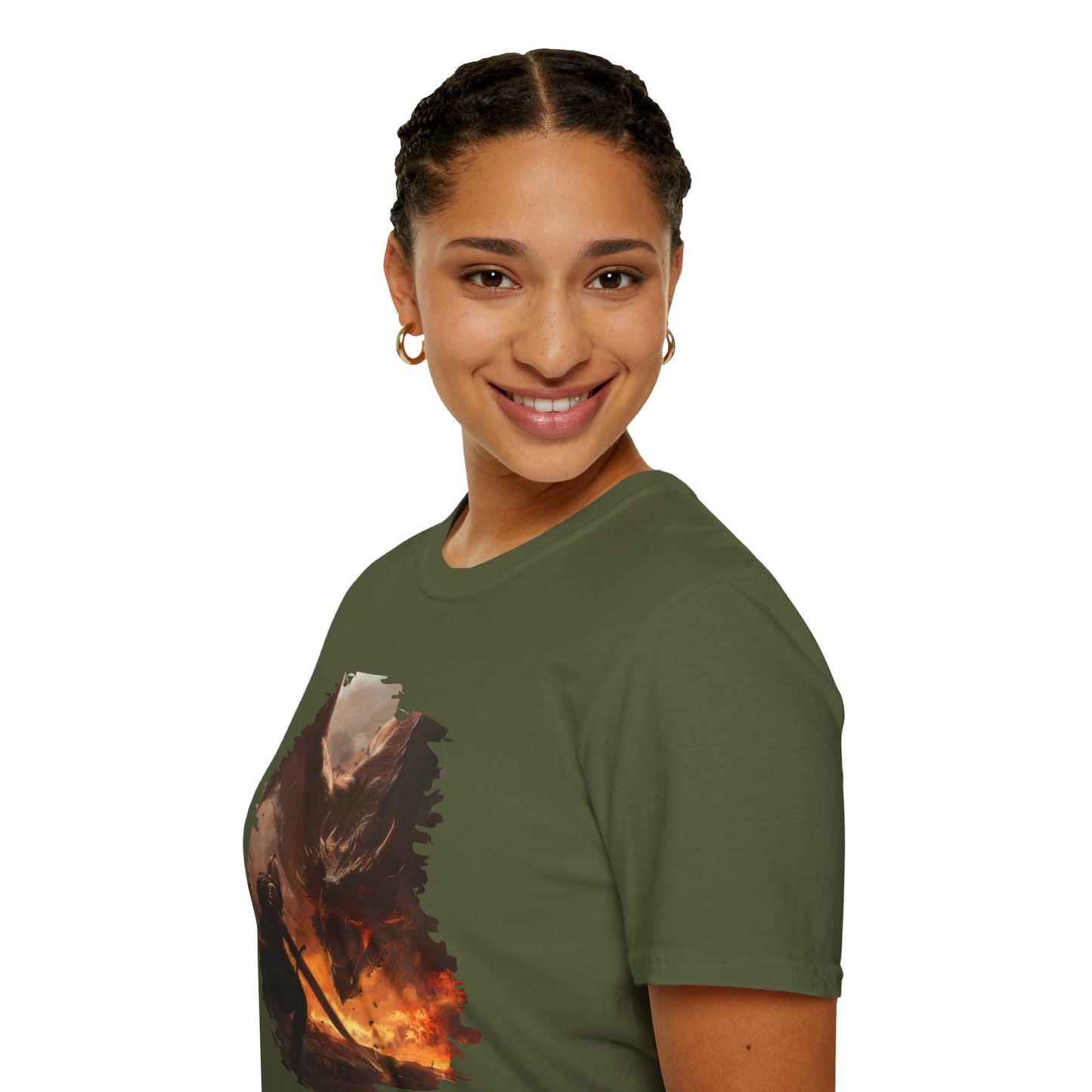 Fighter and Dragon - Unisex Softstyle T-Shirt