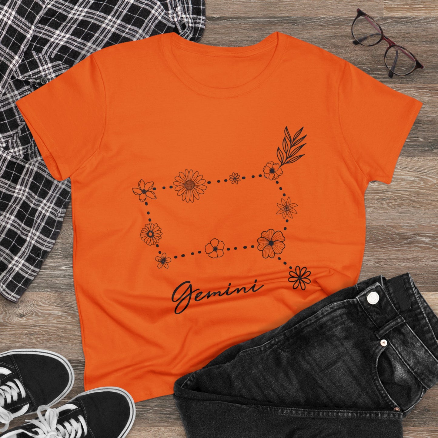 Flower Constellation - Gemini - Astrology - Women's Midweight Cotton Tee