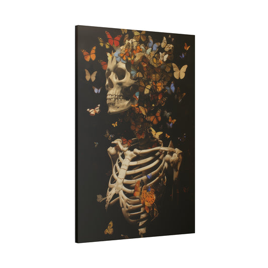 Skeleton and Butterflies - Canvas Stretched, 0.75"