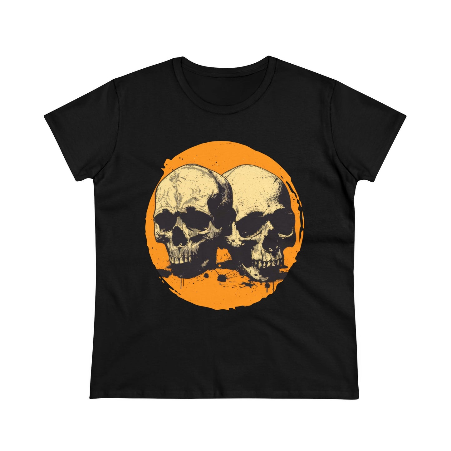 Skulls on Orange - Women's Midweight Cotton Tee