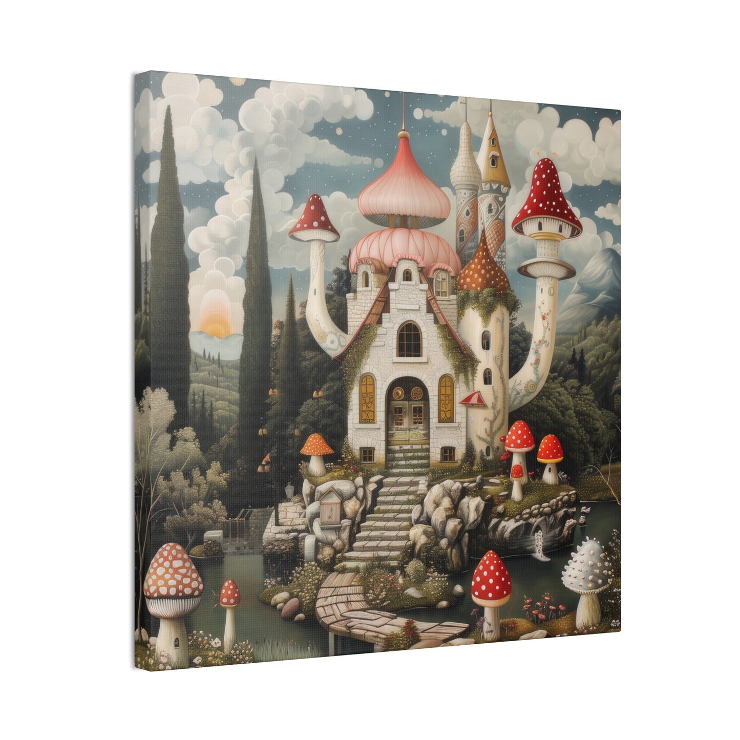 Mushroom House - Canvas Stretched, 0.75"