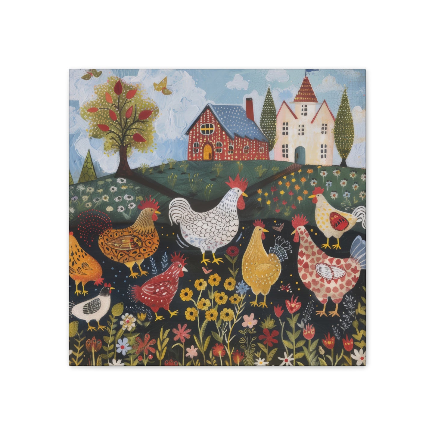 Chickens - Canvas Stretched, 0.75" - Canvas Stretched, 0.75"