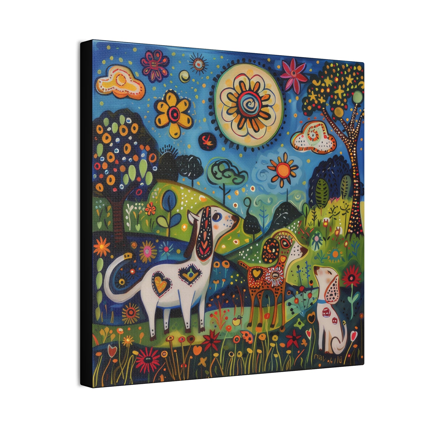 Spring Dogs - Canvas Stretched, 0.75"