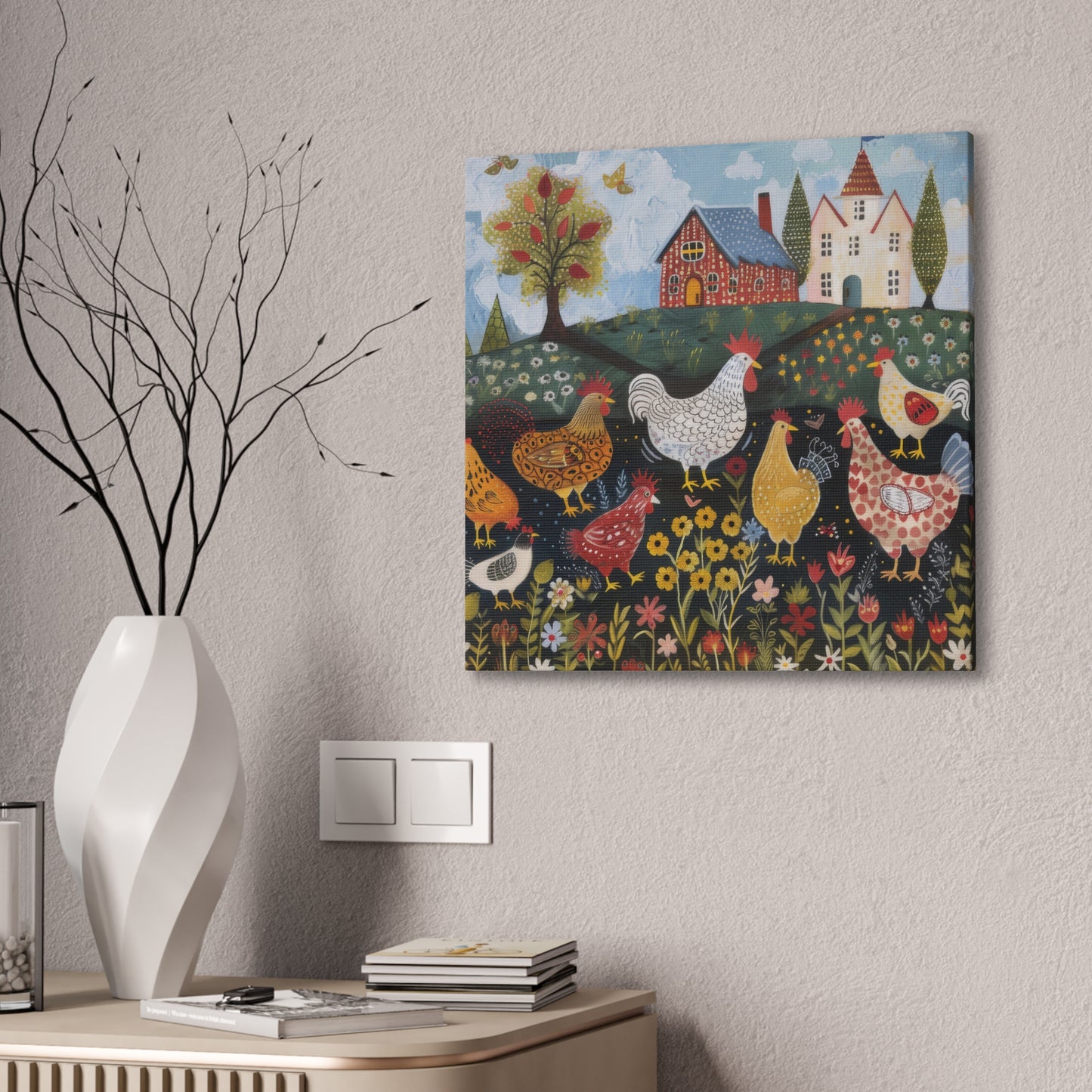 Chickens - Canvas Stretched, 0.75" - Canvas Stretched, 0.75"