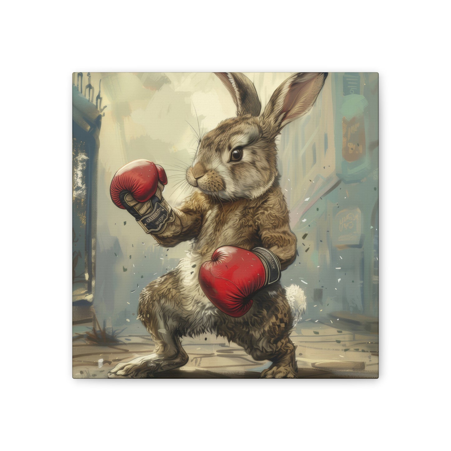 Bunny Pugilist - Canvas Stretched, 0.75"