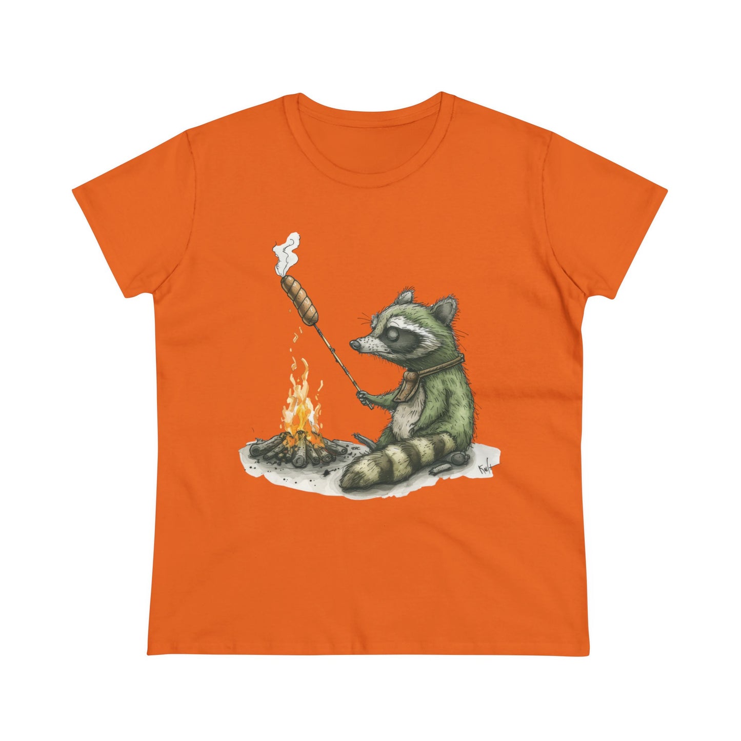 Raccoon Campfire - Women's Midweight Cotton Tee