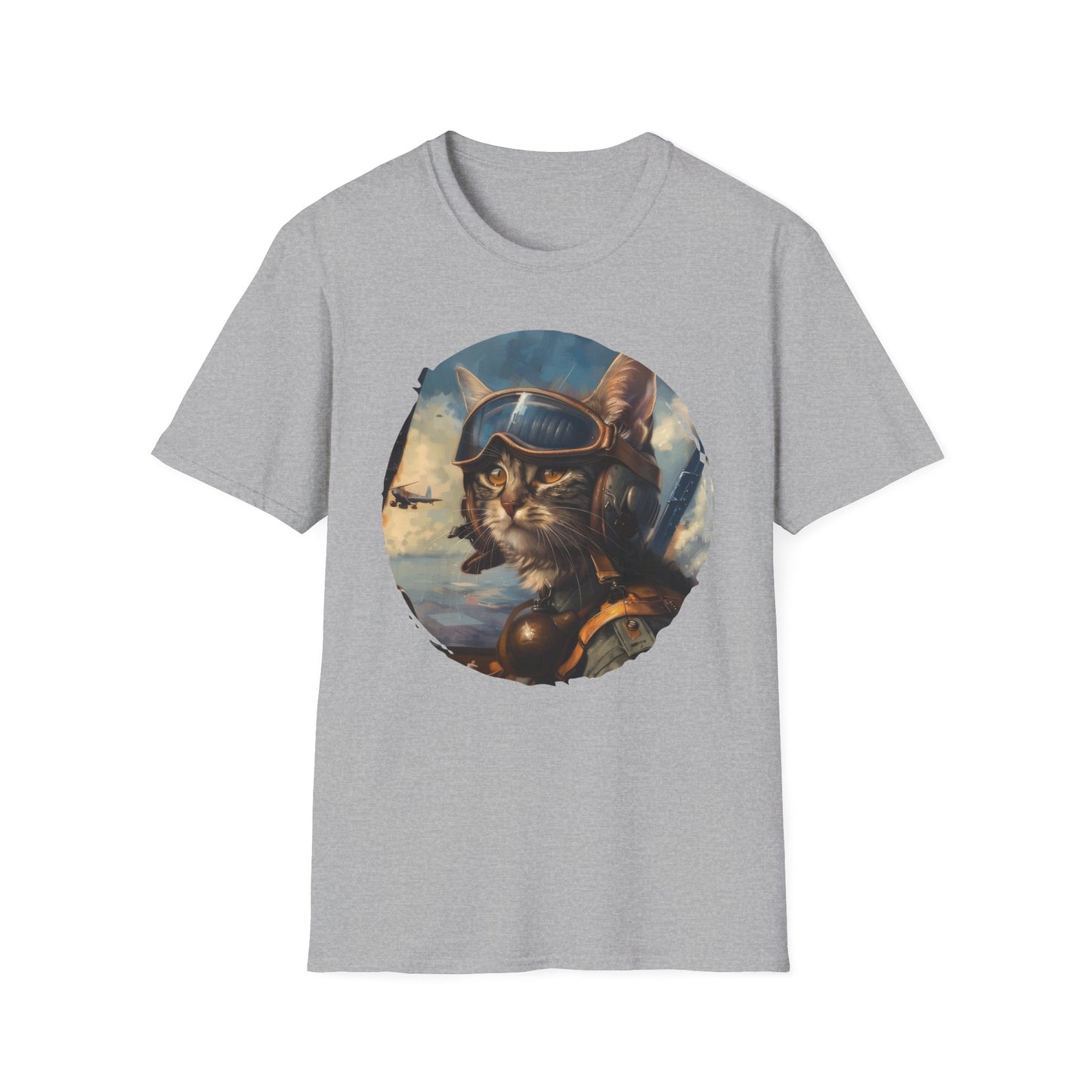 Cat Fighter Pilot - Unisex Softstyle T-Shirt