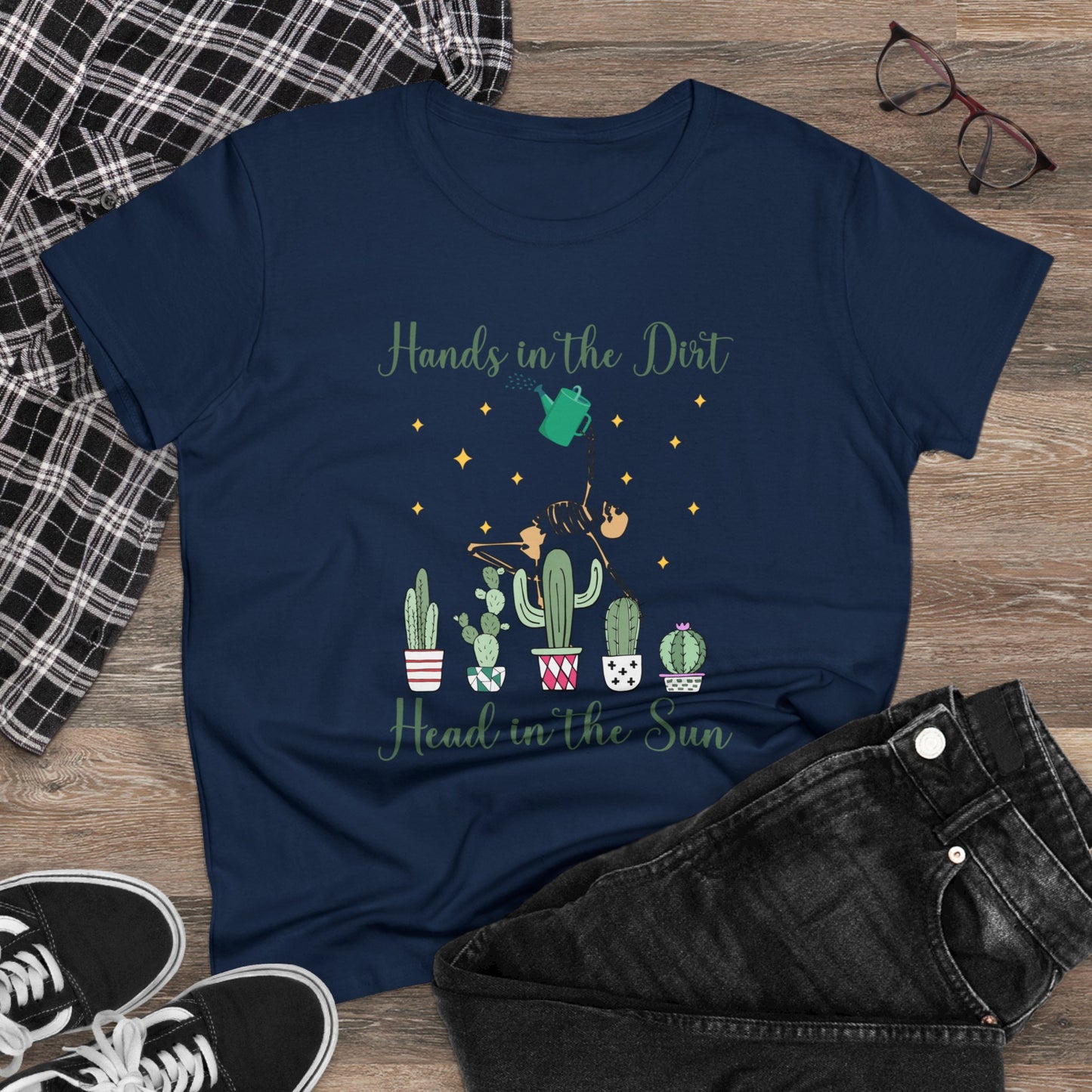 Hands in the Dirty, Head to the Sun - Gardening - Women's Midweight Cotton Tee