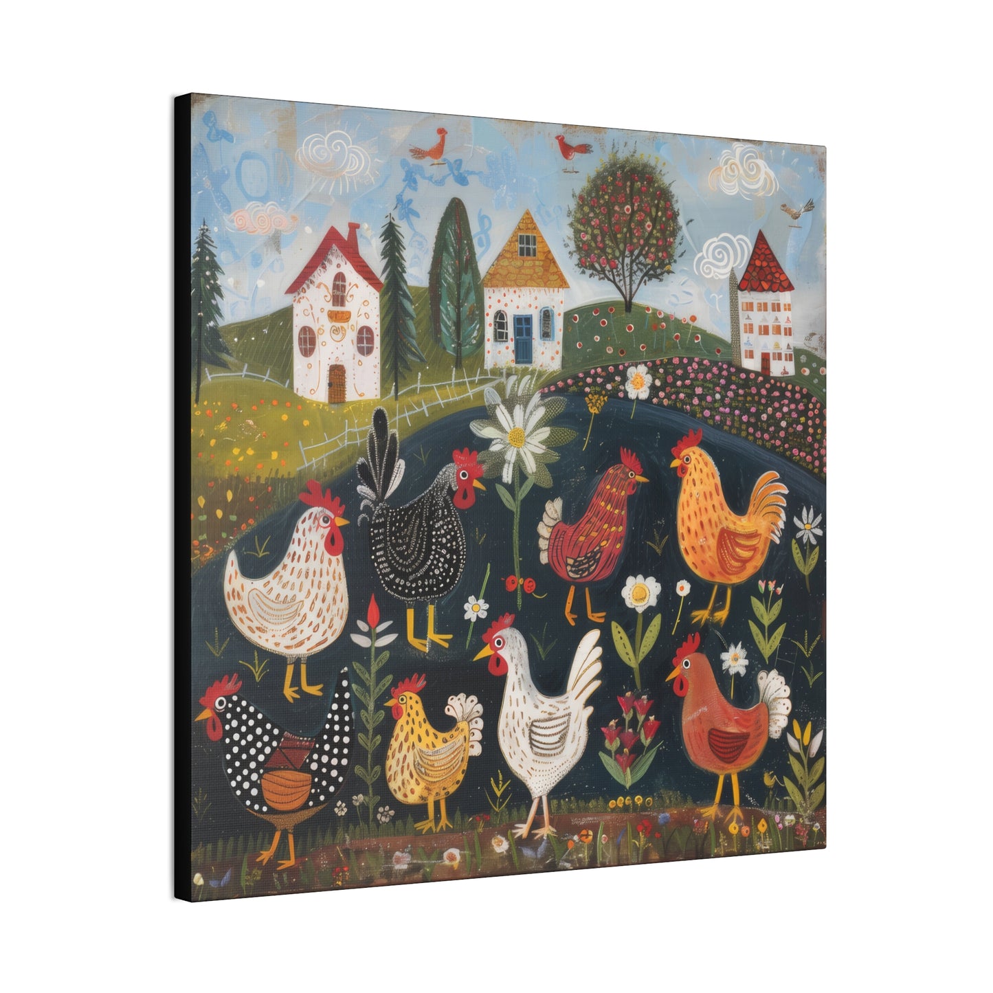 Chickens - Canvas Stretched, 0.75" - Canvas Stretched, 0.75"