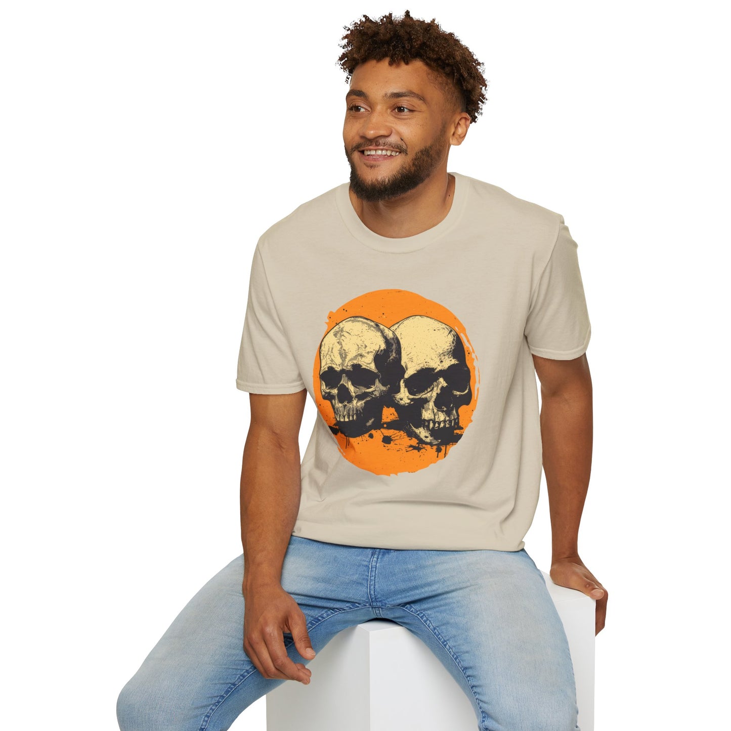 Skulls on Orange - Unisex Softstyle T-Shirt